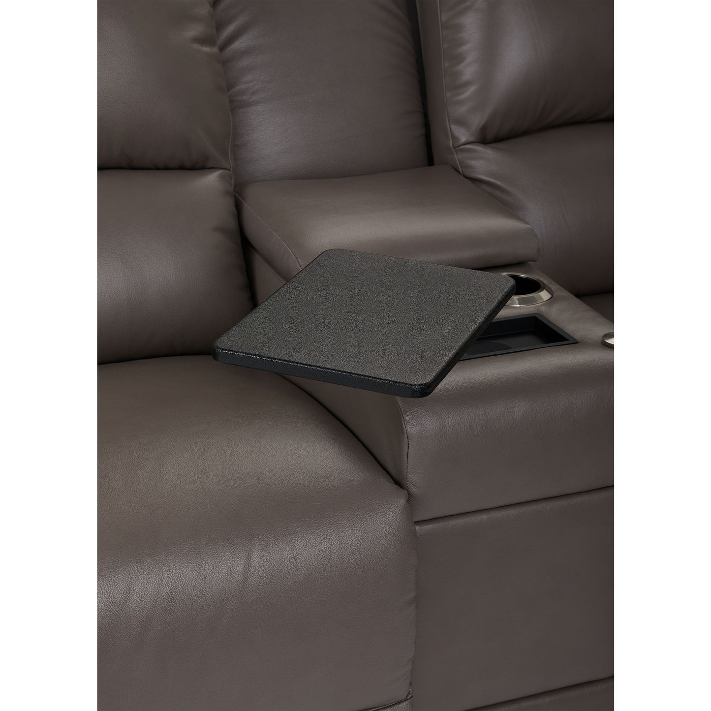 Cade Leather Reclining Loveseat — Cozy Match Putty — view 7