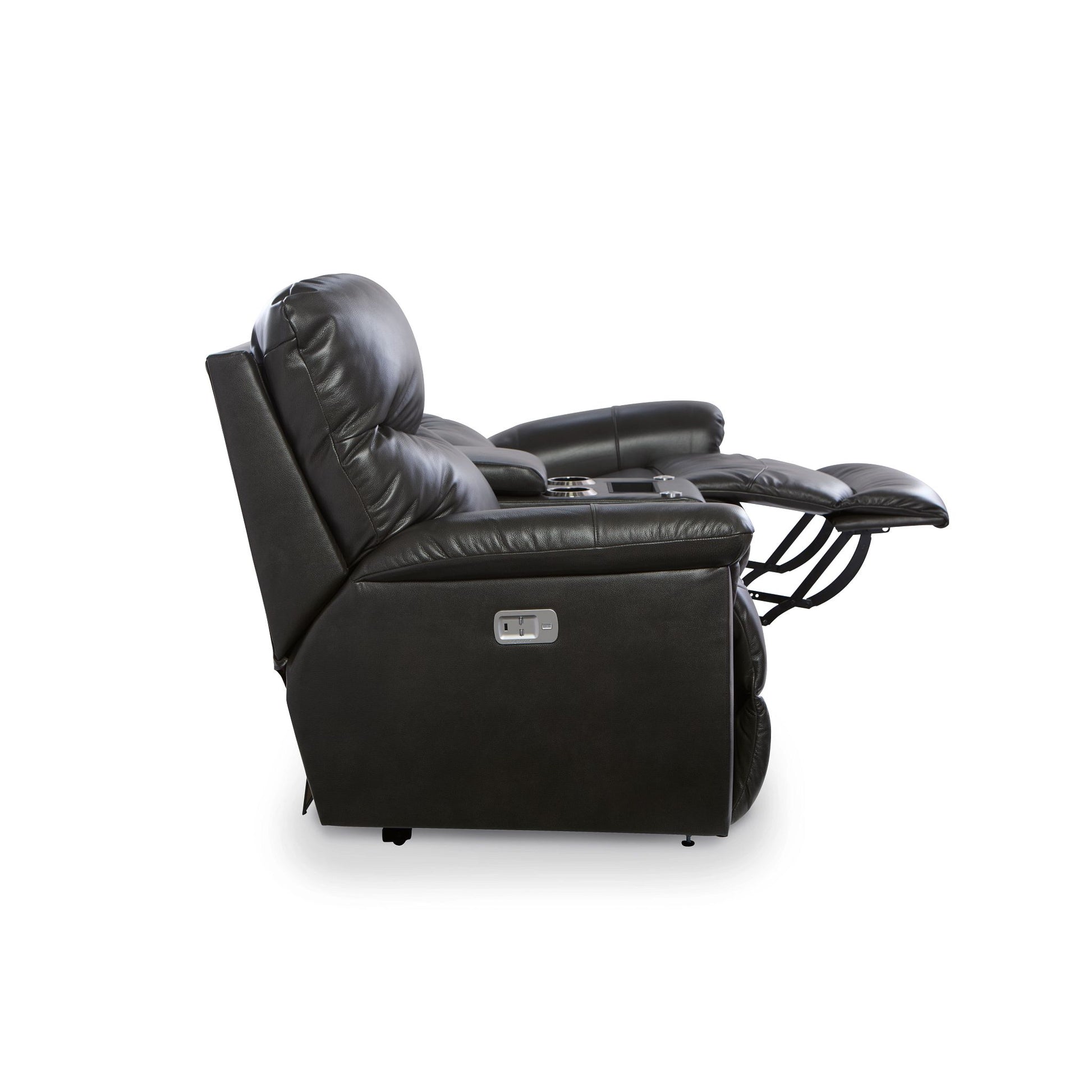 James Leather Reclining Loveseat — Yellowstone Charcoal — view 4