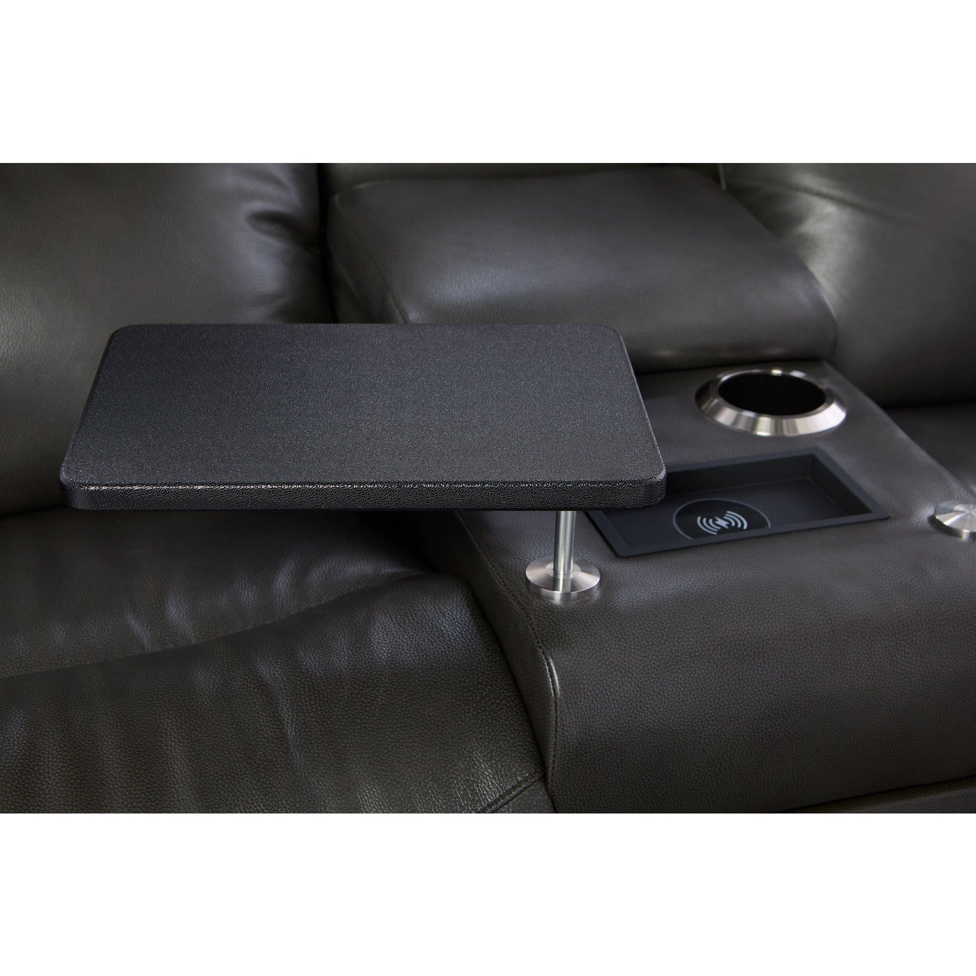 James Leather Reclining Loveseat — Yellowstone Charcoal — view 15