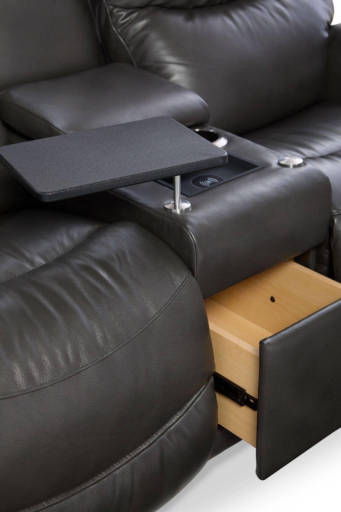 James Leather Reclining Loveseat — Yellowstone Charcoal — view 33