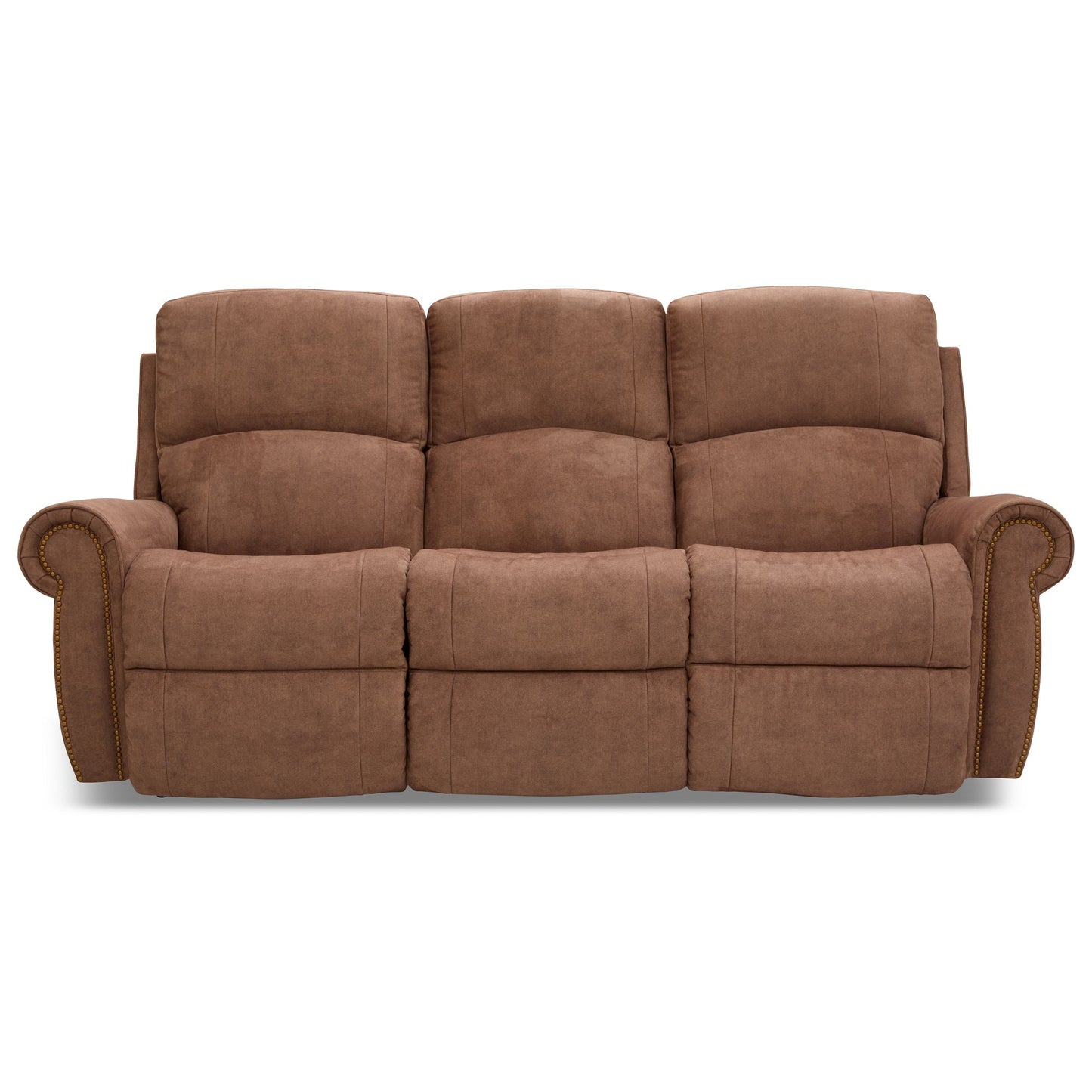 Dutton Faux Leather Reclining Sofa — Winslow Pecan — view 28