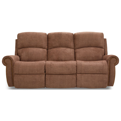 Dutton Faux Leather Reclining Sofa — Winslow Pecan — view 28