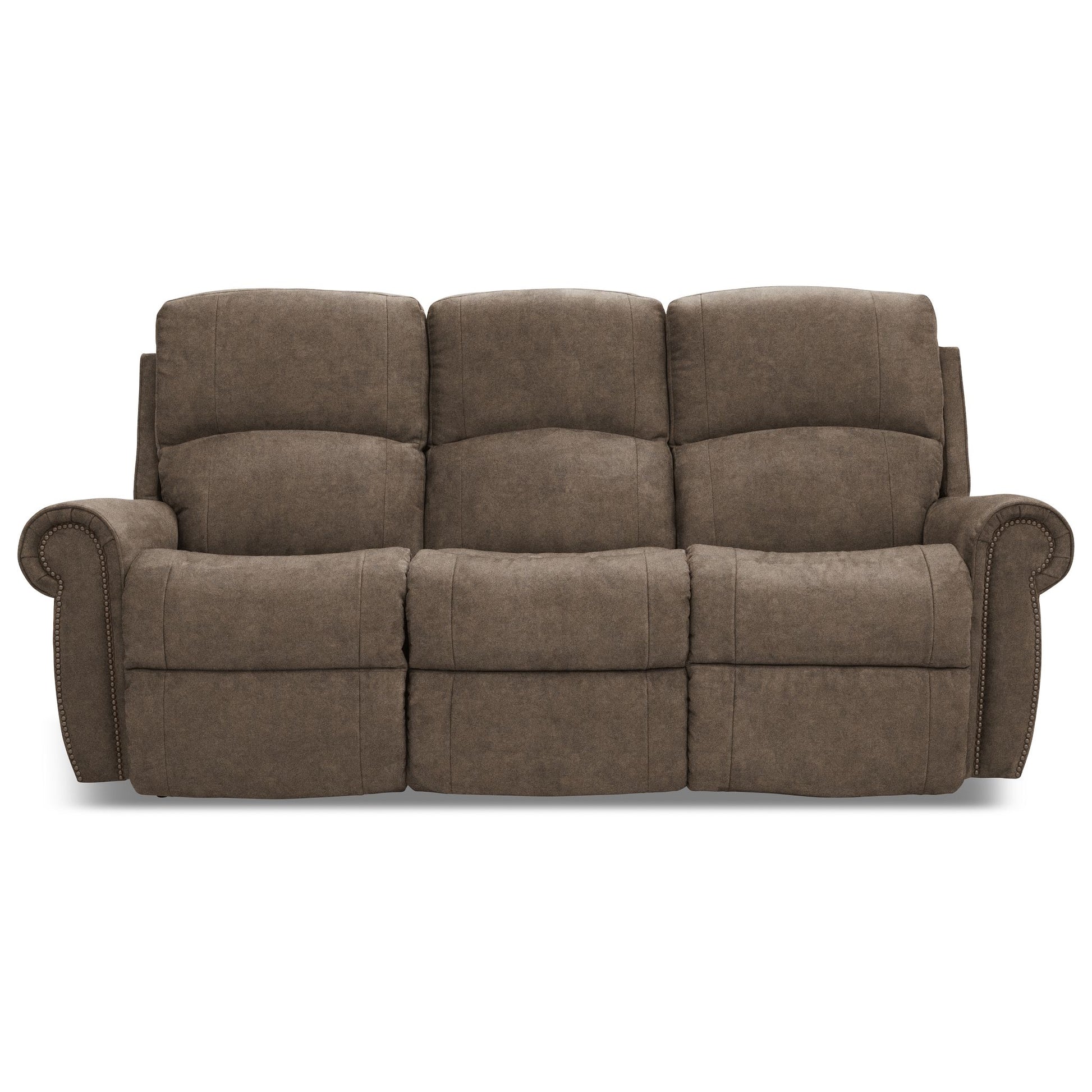 Dutton Faux Leather Reclining Sofa — Winslow Pebble — view 2