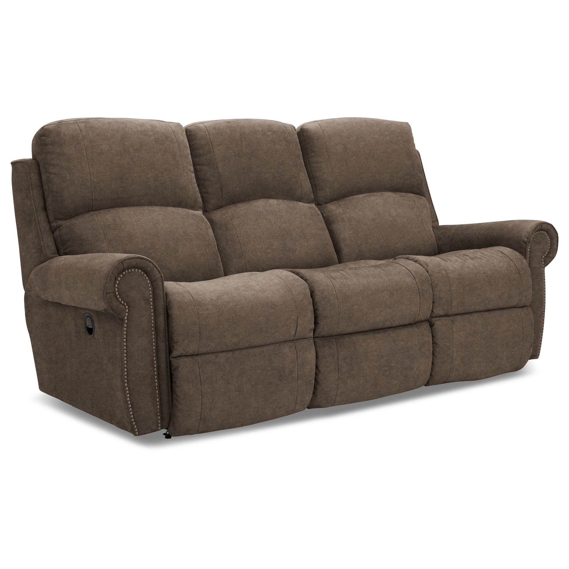 Dutton Faux Leather Reclining Sofa — Winslow Pebble — view 6
