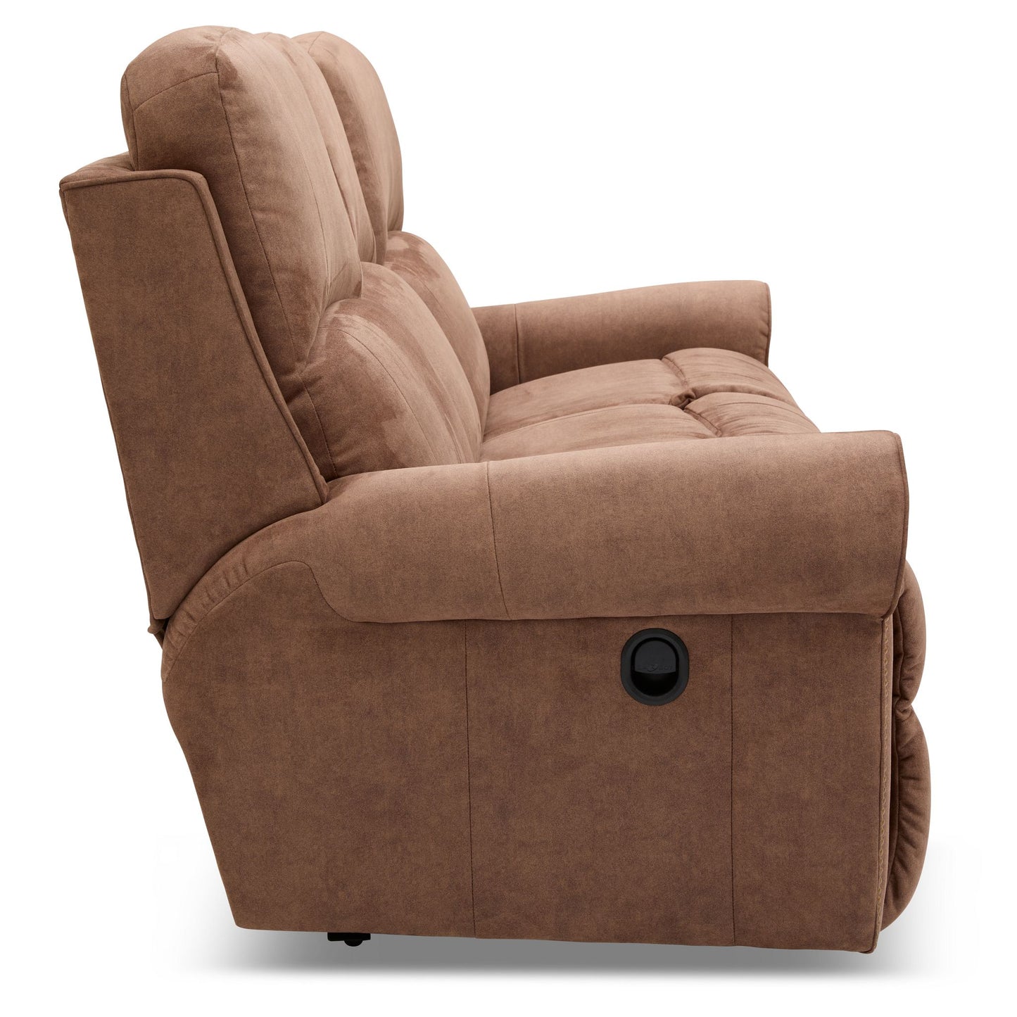 Dutton Faux Leather Reclining Sofa — Winslow Pecan — view 29