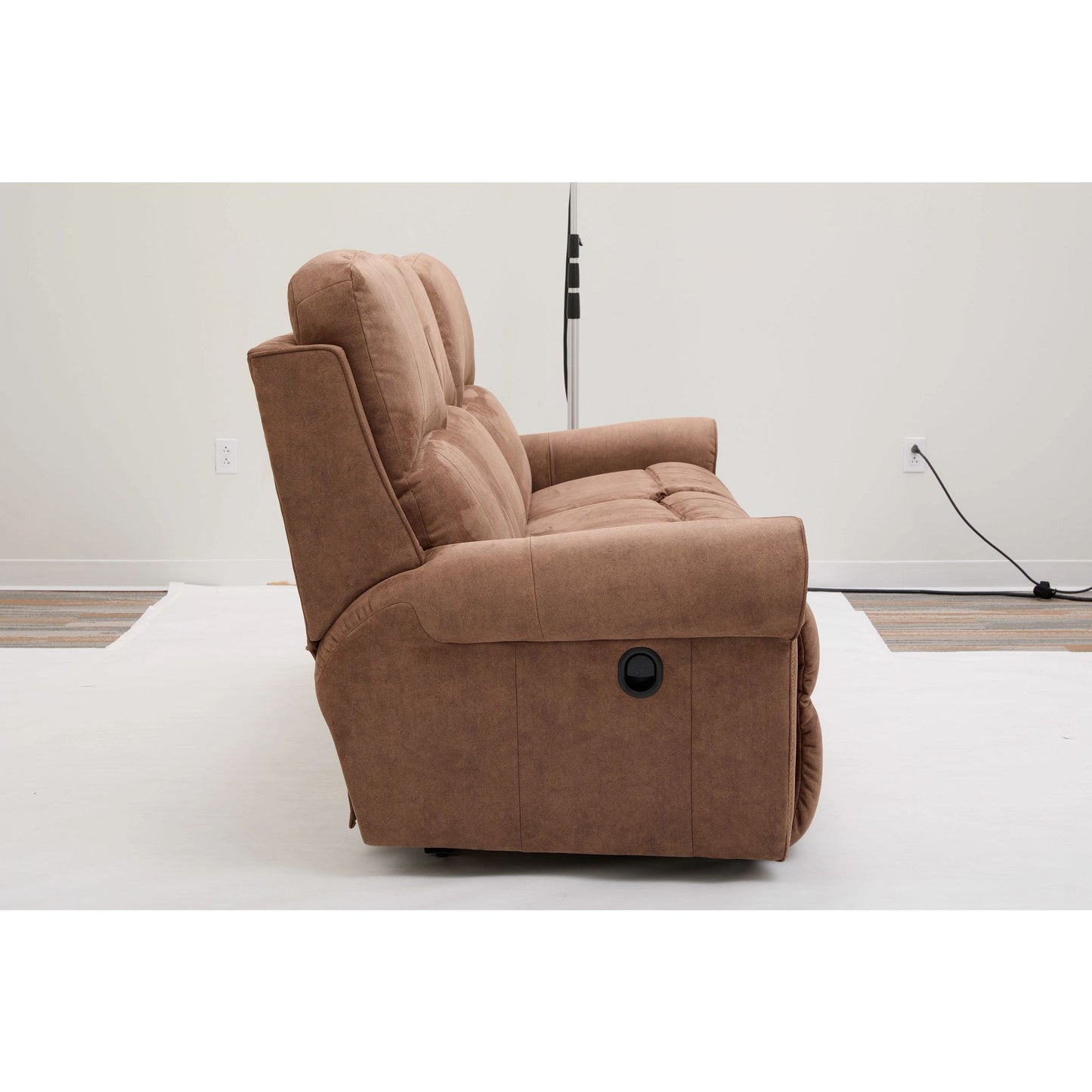 Dutton Faux Leather Reclining Sofa — Winslow Pecan — view 40