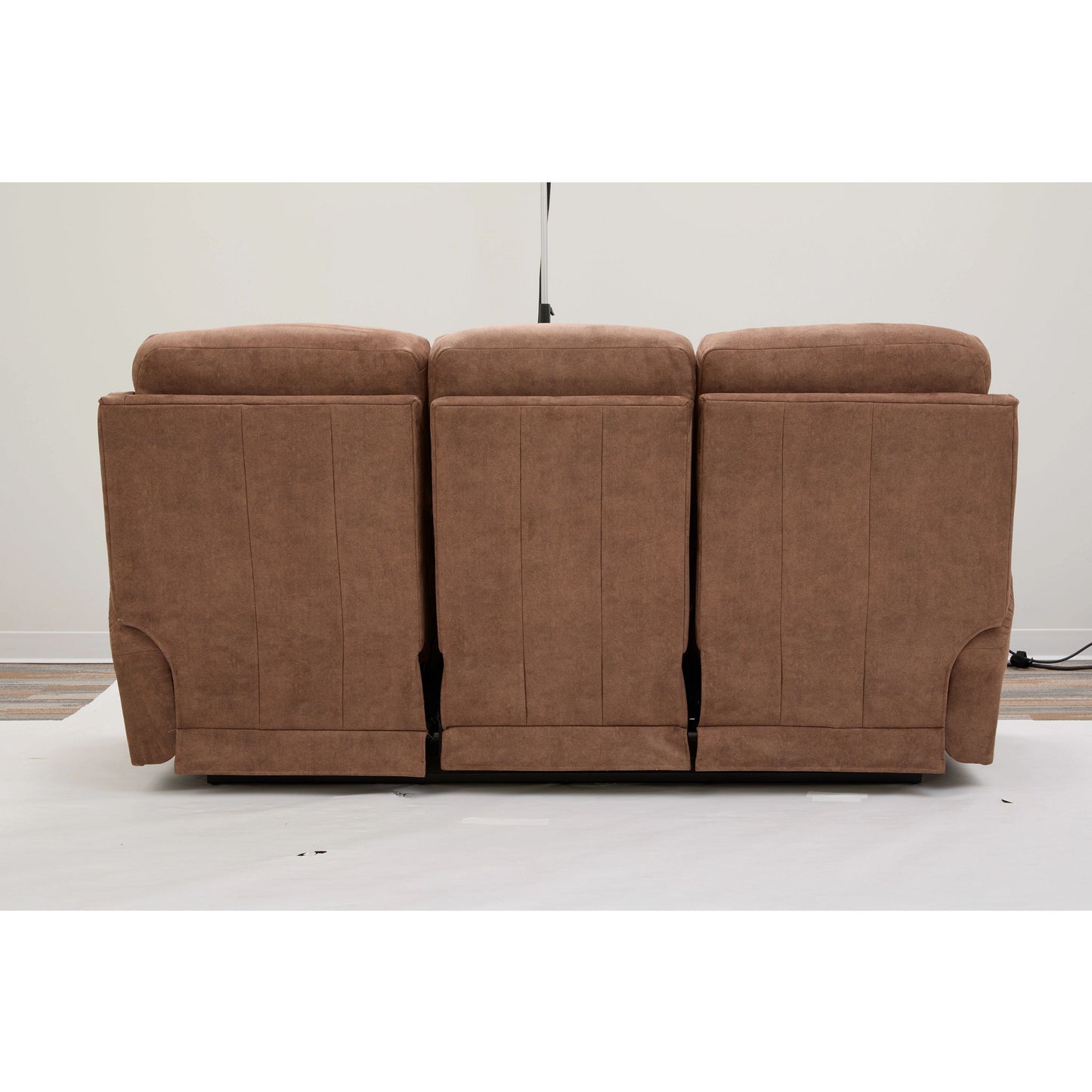 Dutton Faux Leather Reclining Sofa — Winslow Pecan — view 41