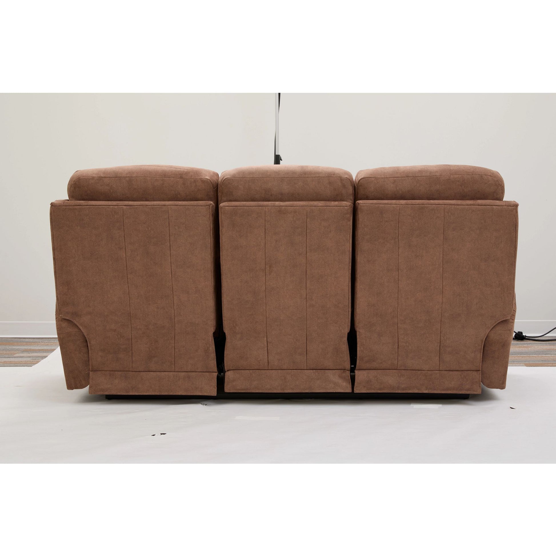 Dutton Faux Leather Reclining Sofa — Winslow Pecan — view 41