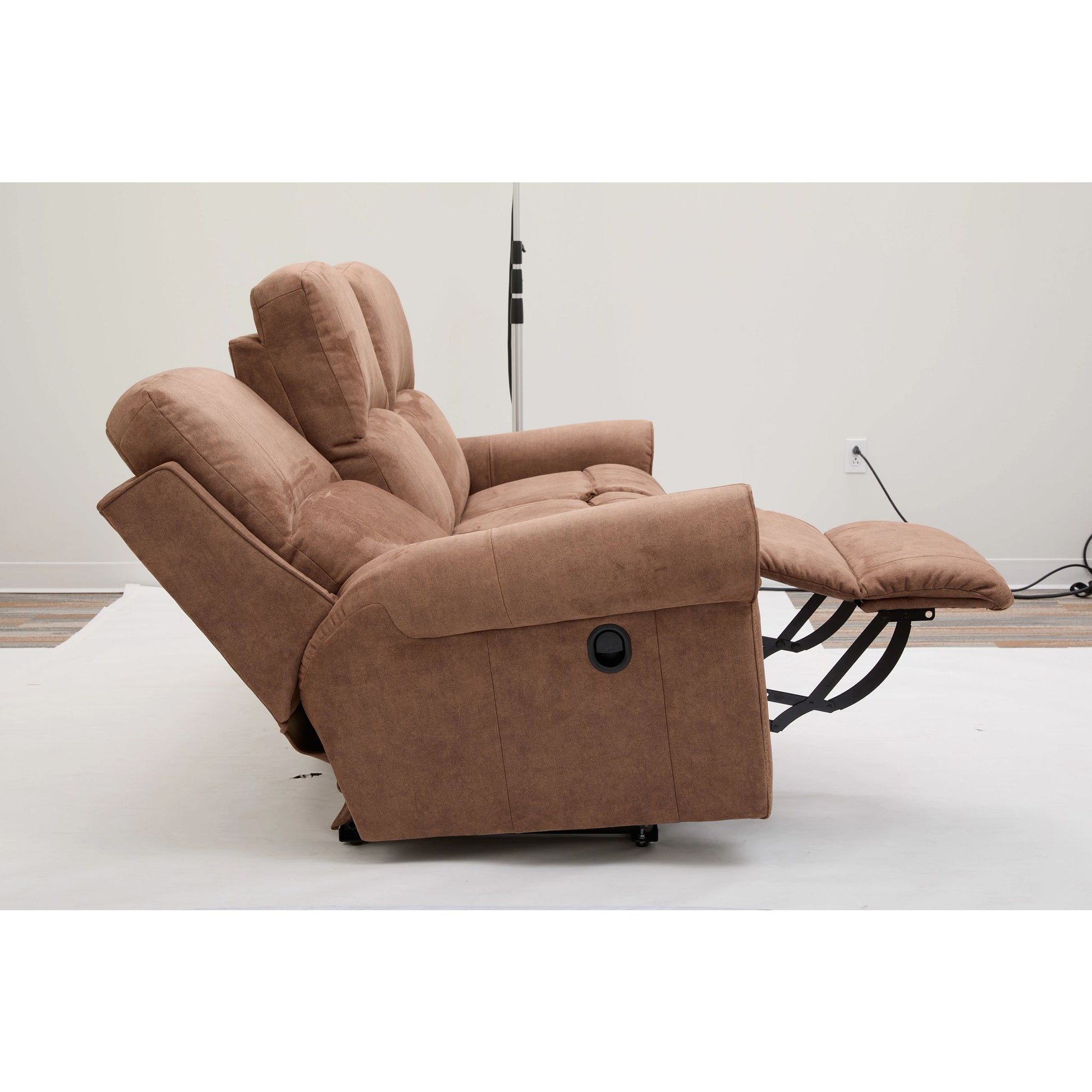 Dutton Faux Leather Reclining Sofa — Winslow Pecan — view 44