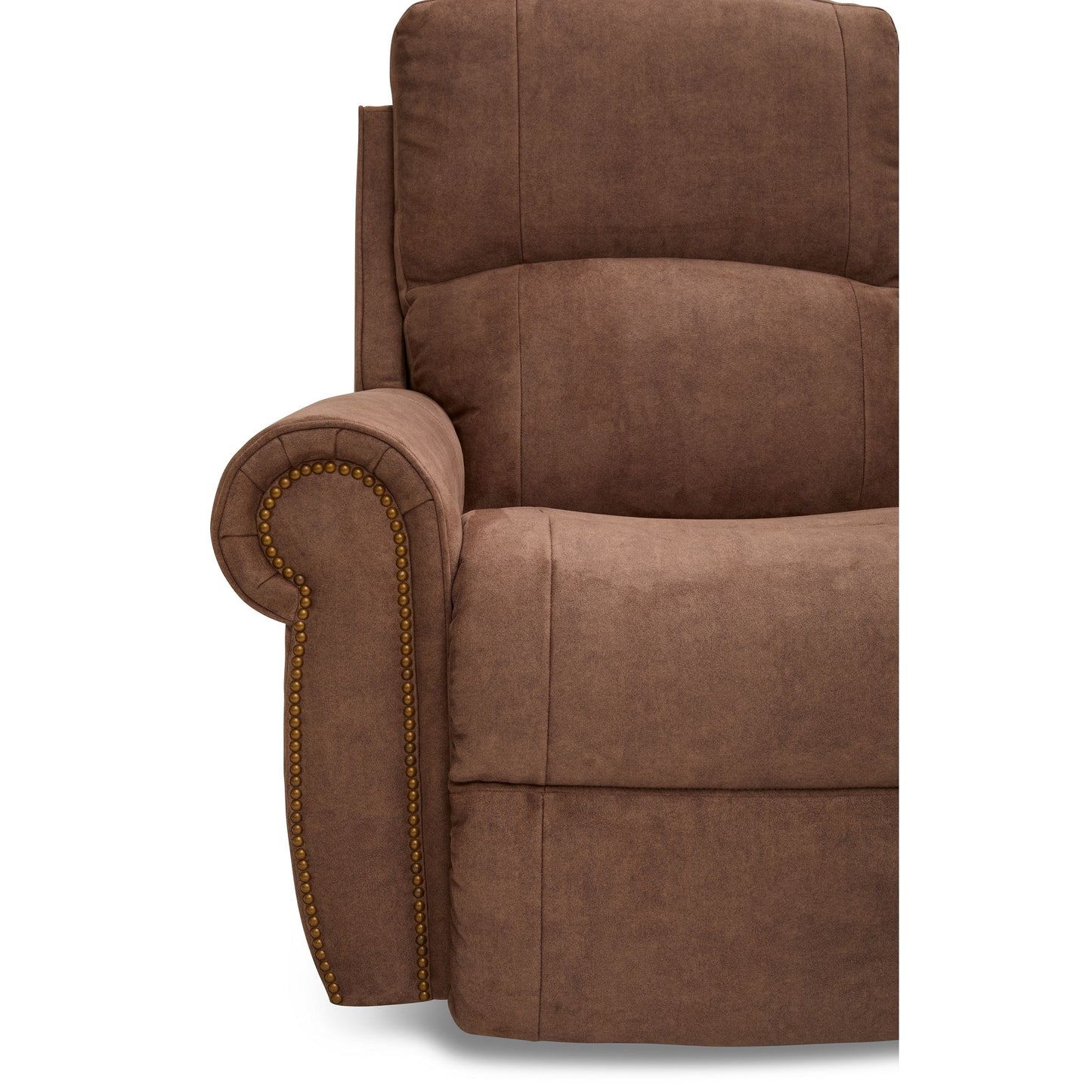 Dutton Faux Leather Reclining Sofa — Winslow Pecan — view 34