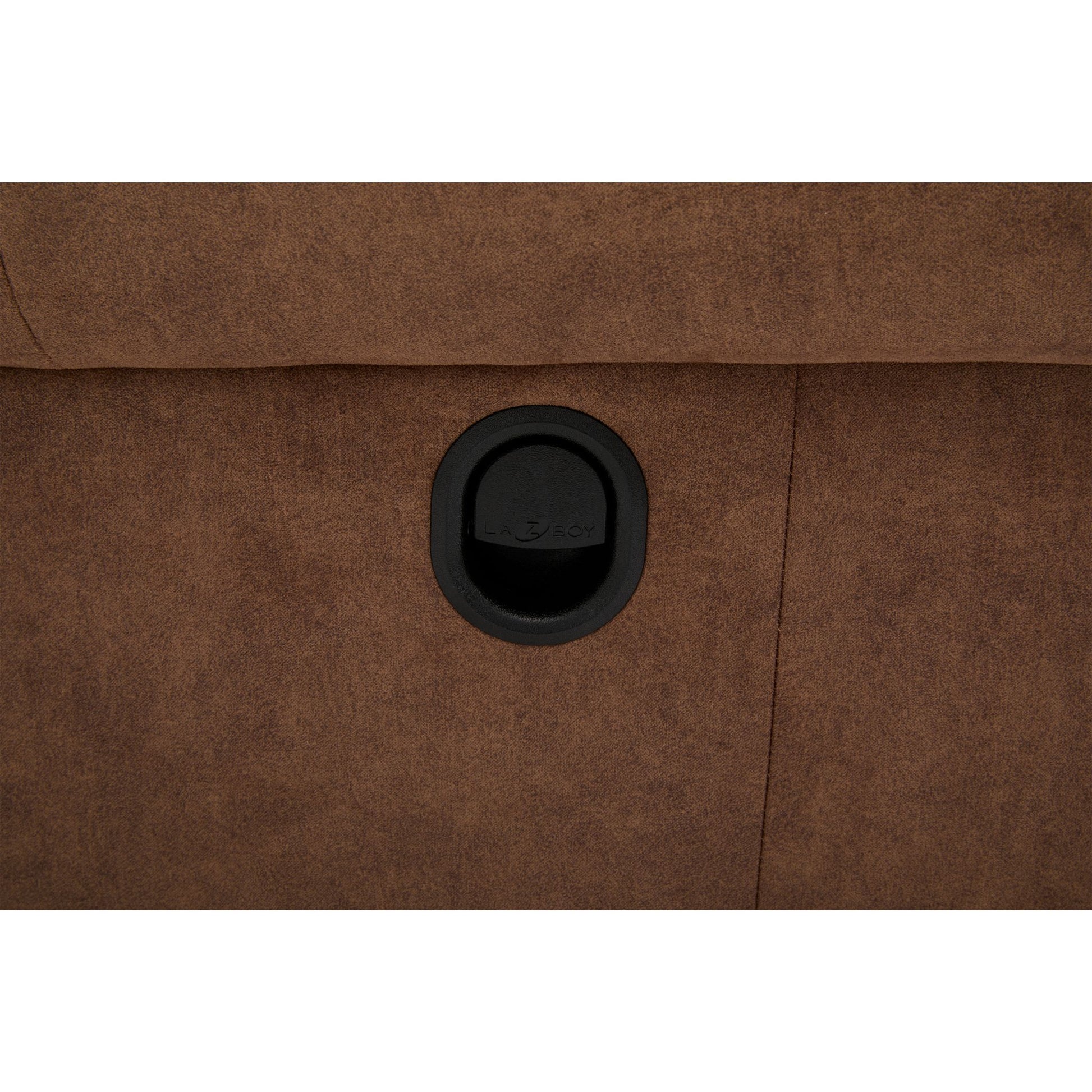 Dutton Faux Leather Reclining Sofa — Winslow Pecan — view 36
