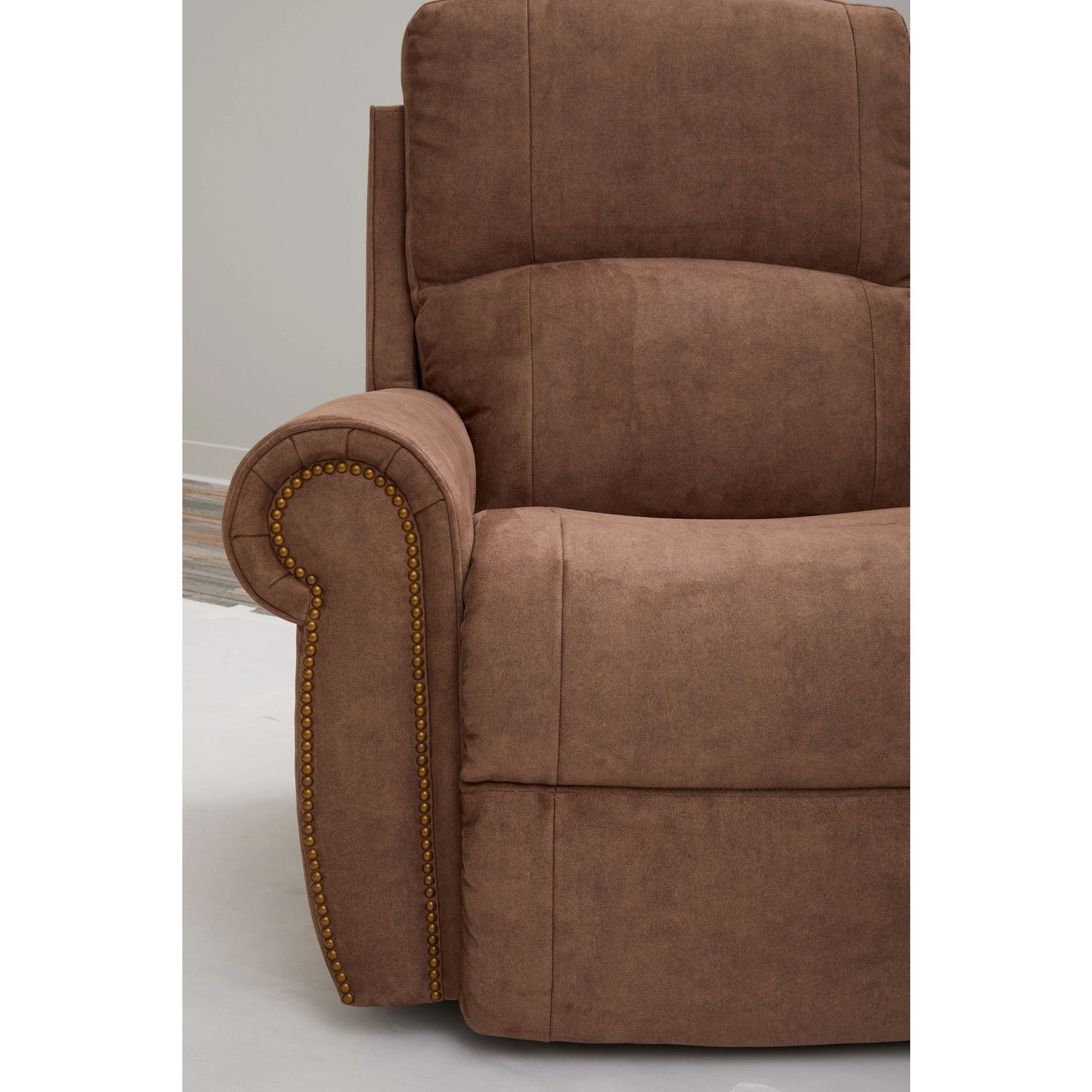 Dutton Faux Leather Reclining Sofa — Winslow Pecan — view 45