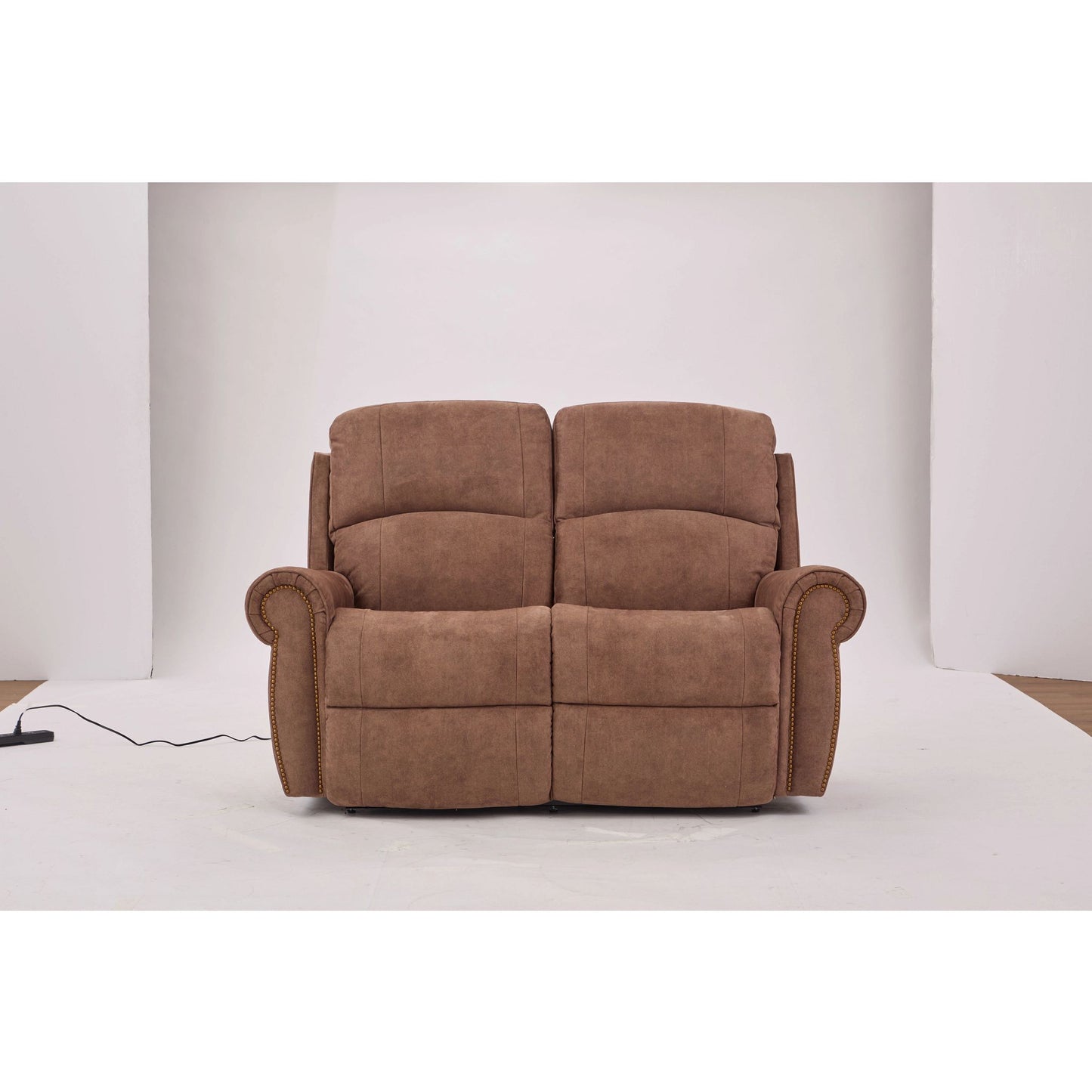 Dutton Faux Leather Reclining Loveseat — Winslow Pecan — view 17