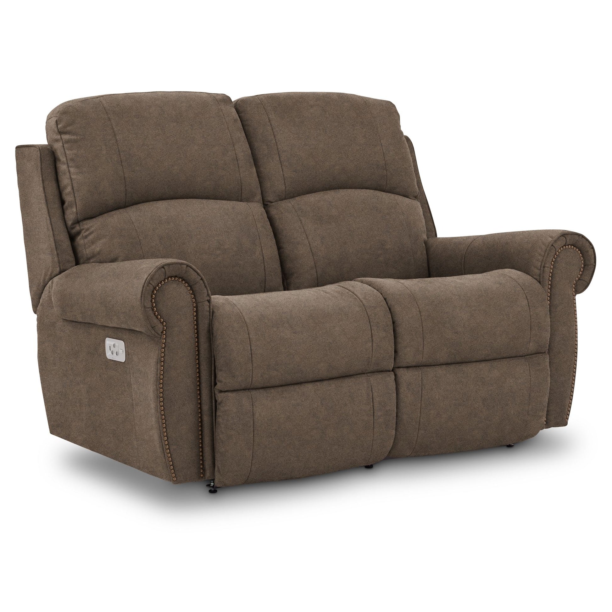 Dutton Faux Leather Reclining Loveseat — Winslow Pebble — view 6