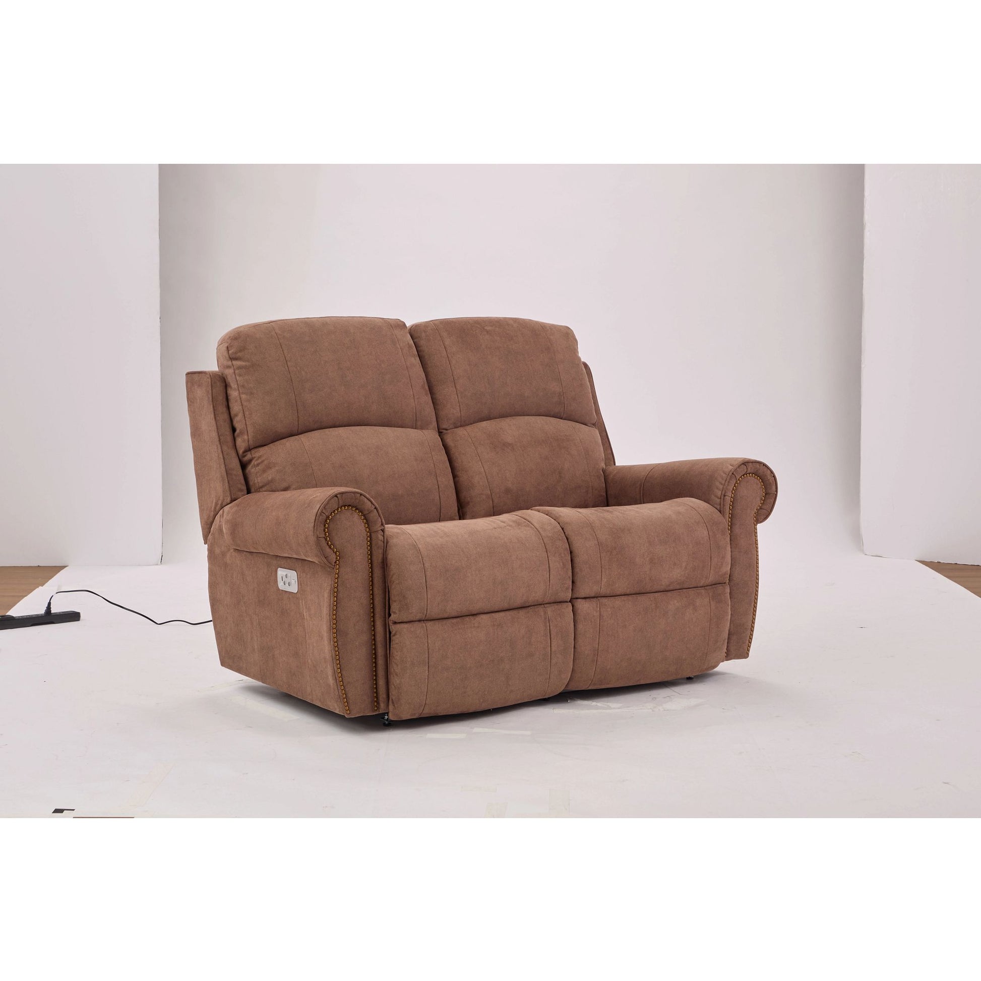 Dutton Faux Leather Reclining Loveseat — Winslow Pecan — view 18