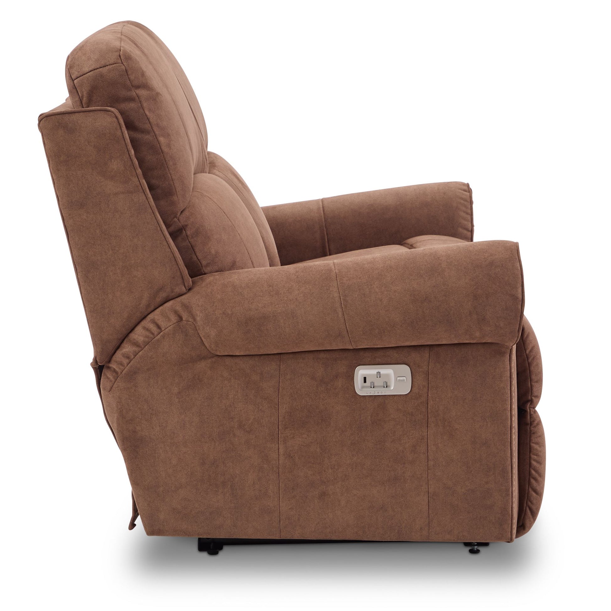 Dutton Faux Leather Reclining Loveseat — Winslow Pecan — view 9