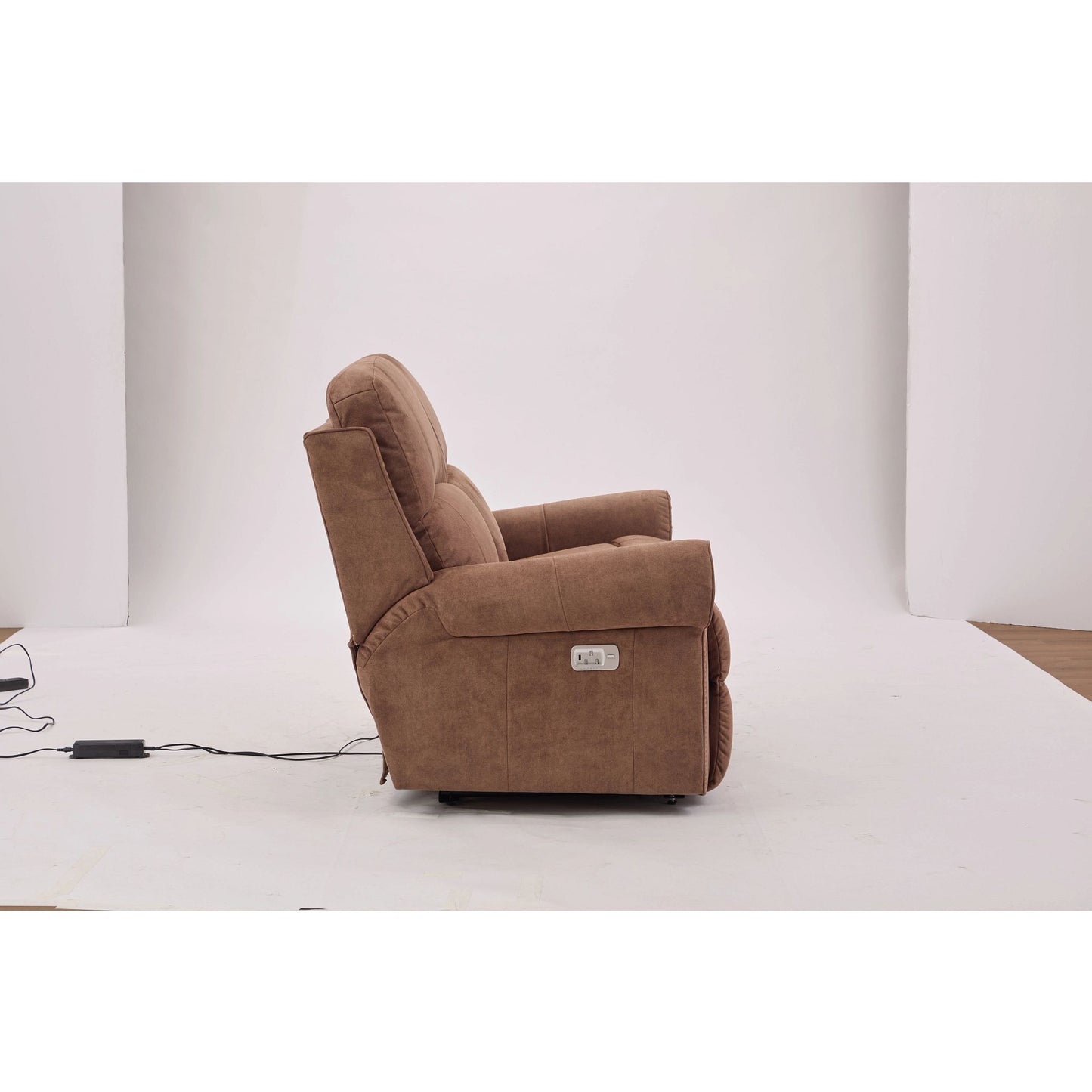 Dutton Faux Leather Reclining Loveseat — Winslow Pecan — view 19