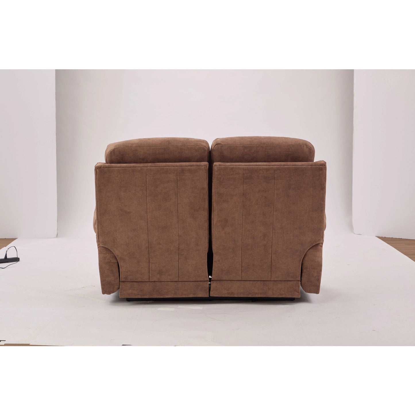 Dutton Faux Leather Reclining Loveseat — Winslow Pecan — view 20