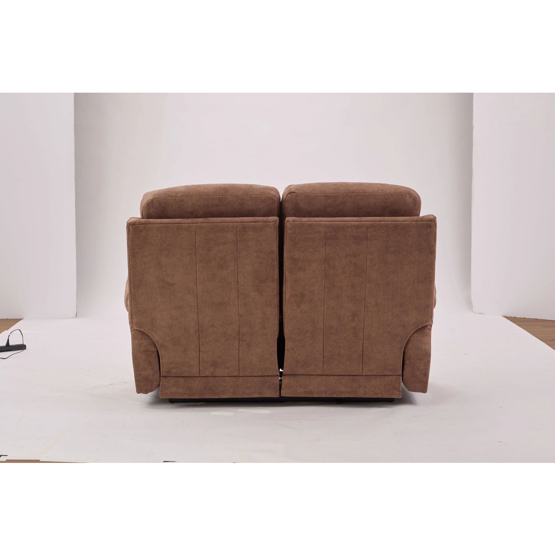 Dutton Faux Leather Reclining Loveseat — Winslow Pecan — view 20