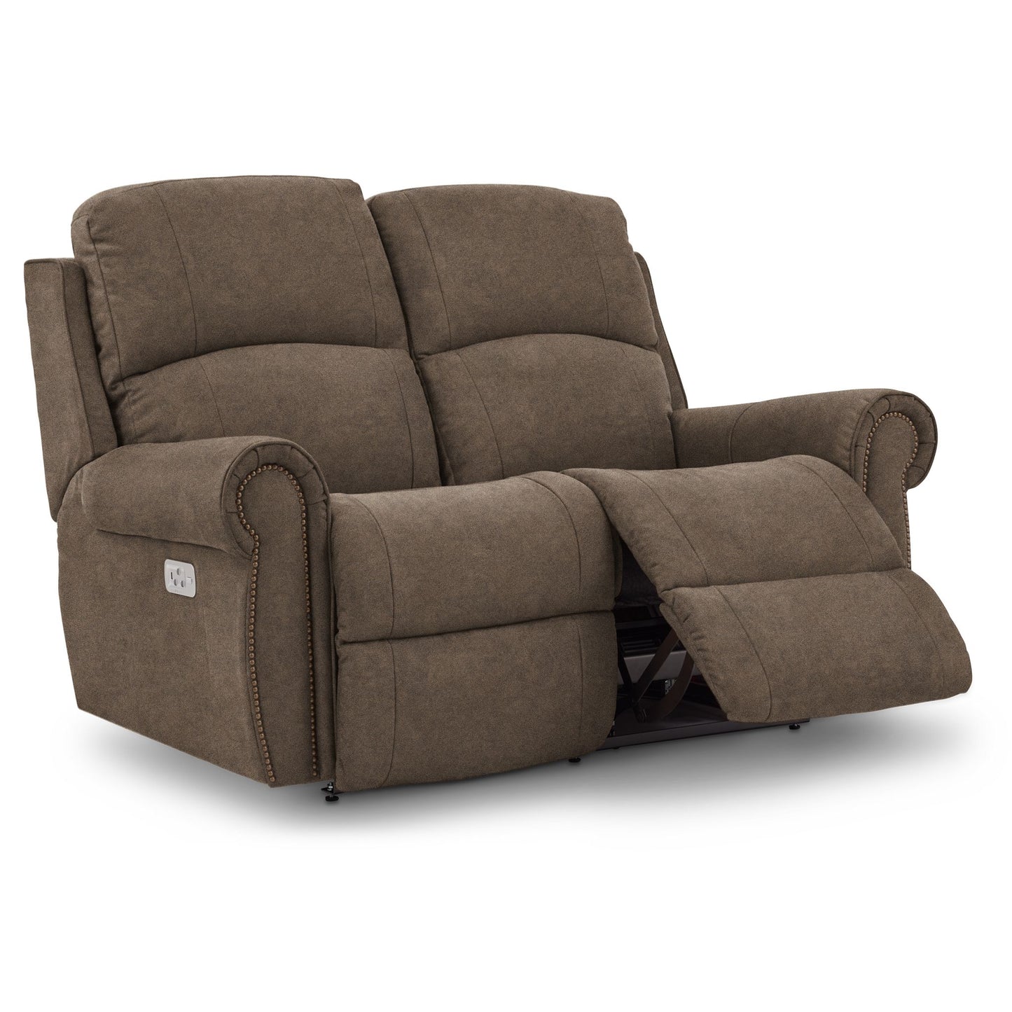 Dutton Faux Leather Reclining Loveseat — Winslow Pebble — view 5
