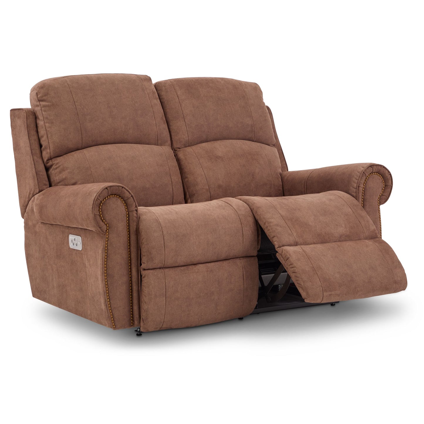 Dutton Faux Leather Reclining Loveseat — Winslow Pecan — view 11