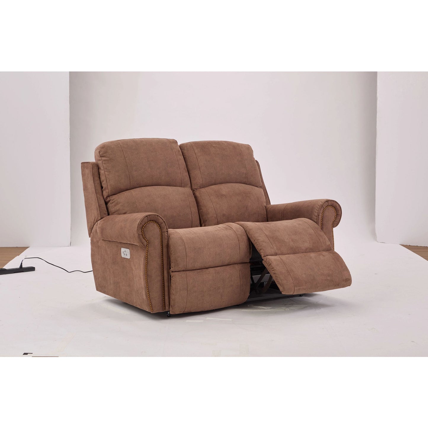Dutton Faux Leather Reclining Loveseat — Winslow Pecan — view 21