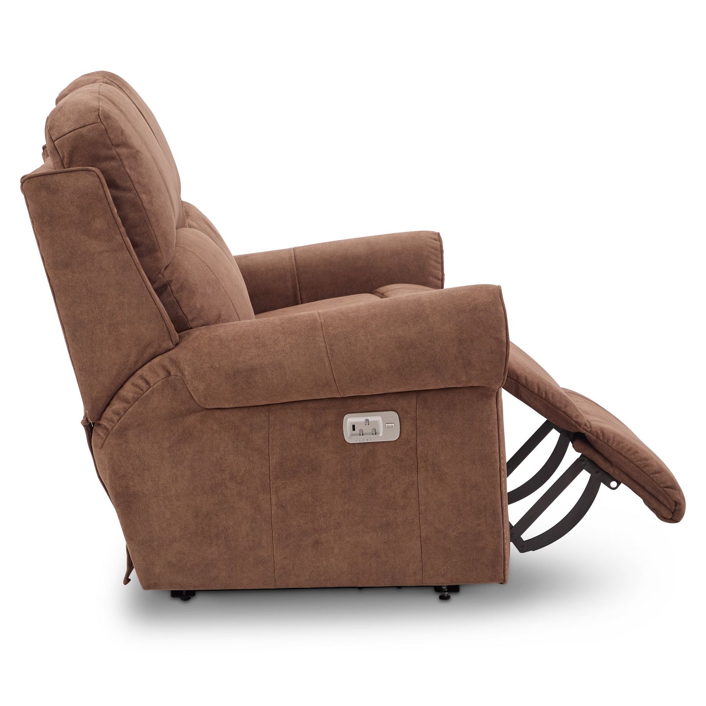 Dutton Faux Leather Reclining Loveseat — Winslow Pecan — view 12