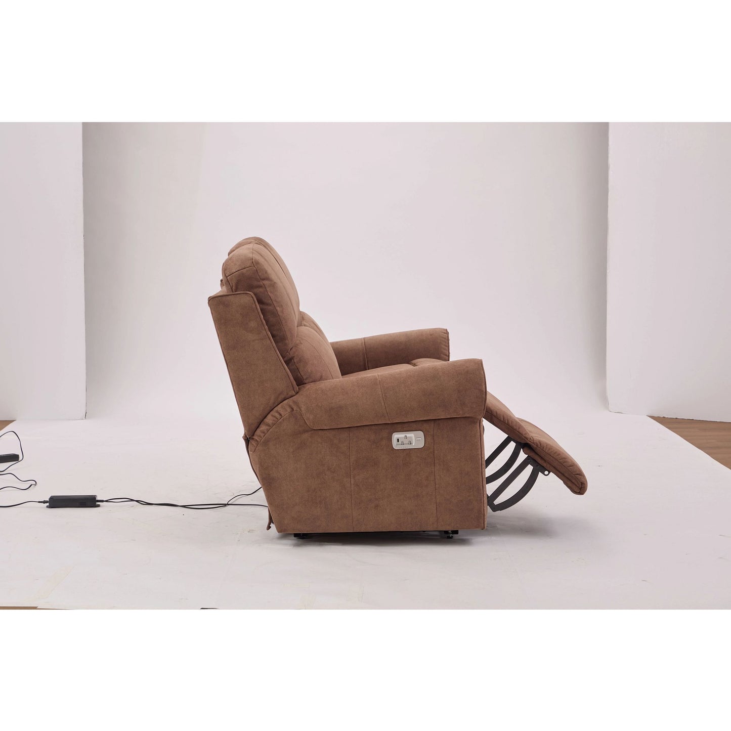 Dutton Faux Leather Reclining Loveseat — Winslow Pecan — view 22