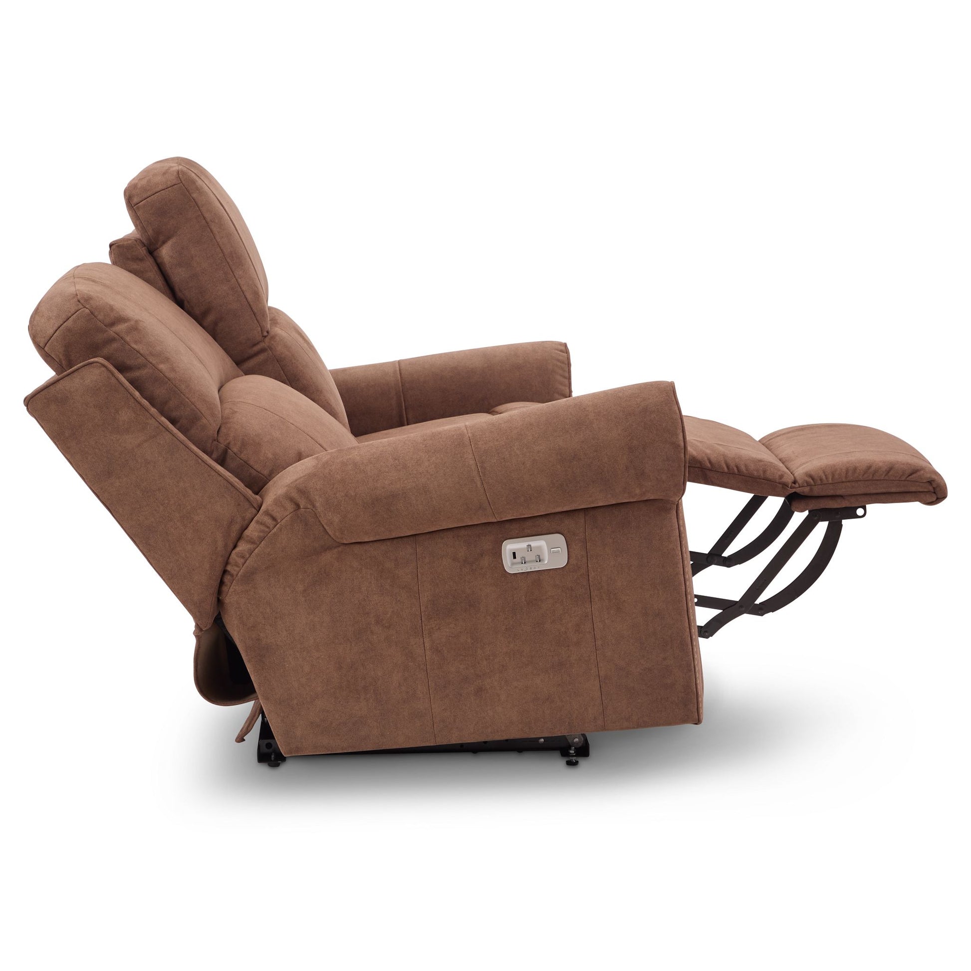 Dutton Faux Leather Reclining Loveseat — Winslow Pecan — view 13