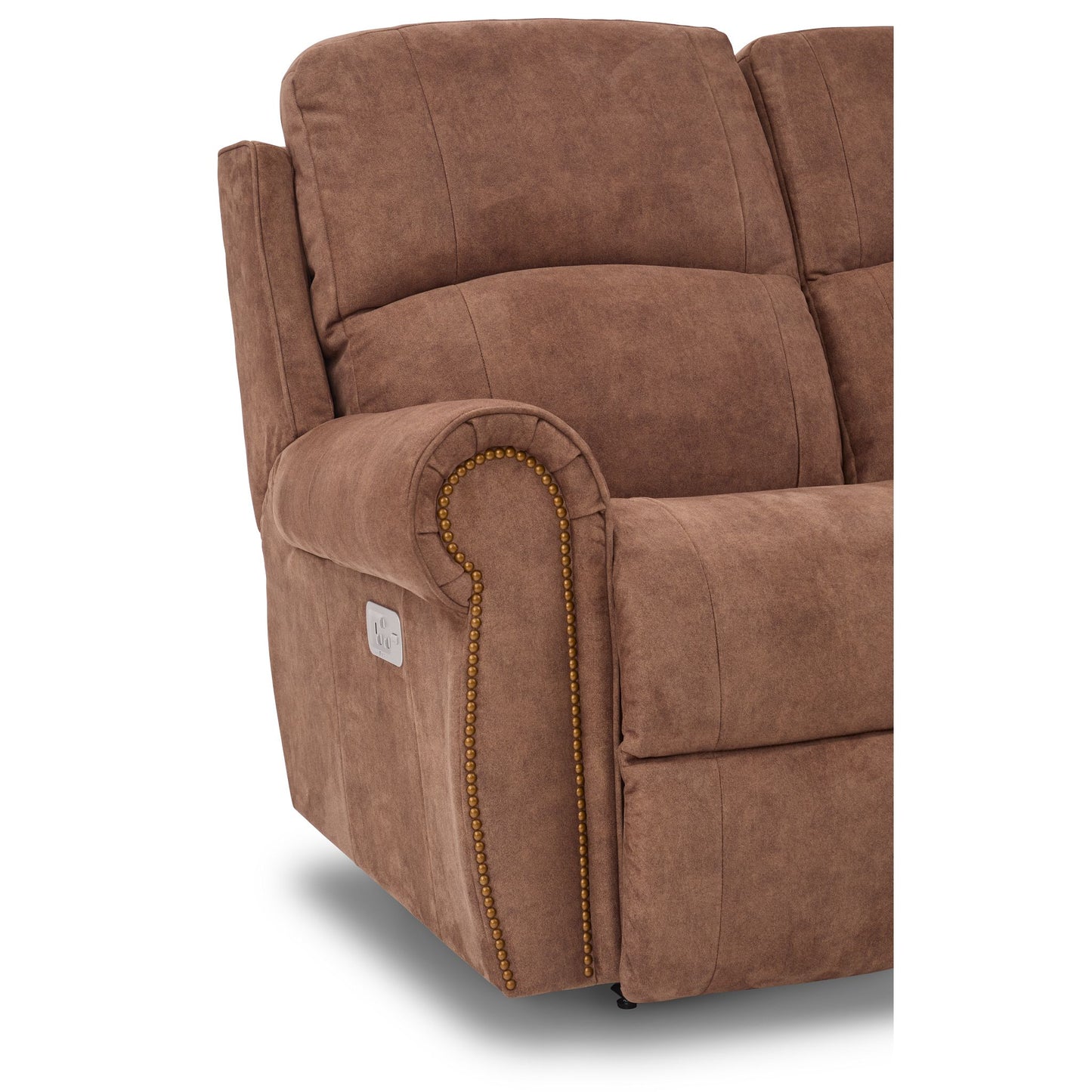 Dutton Faux Leather Reclining Loveseat — Winslow Pecan — view 14