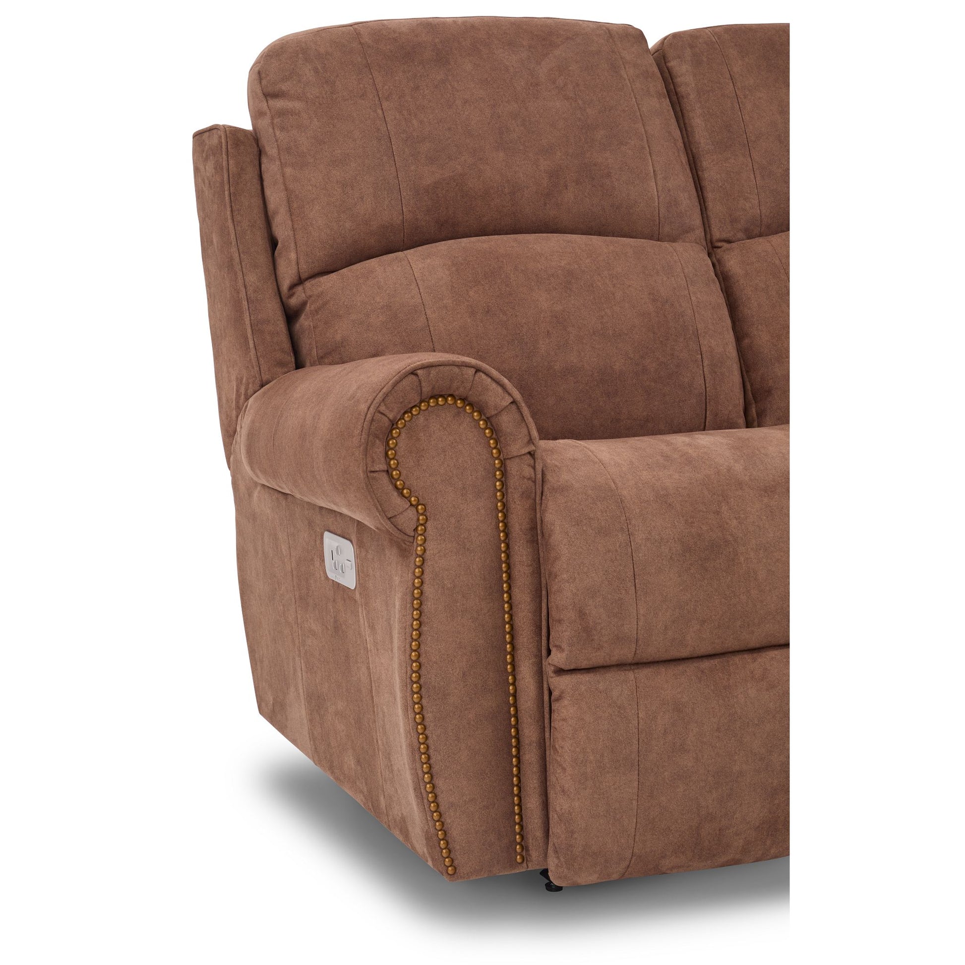 Dutton Faux Leather Reclining Loveseat — Winslow Pecan — view 14