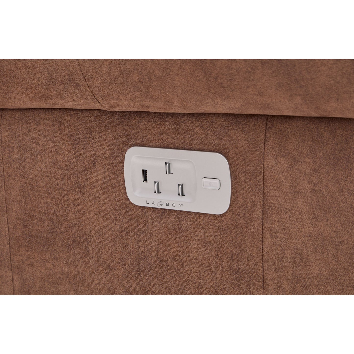 Dutton Faux Leather Reclining Loveseat — Winslow Pecan — view 15