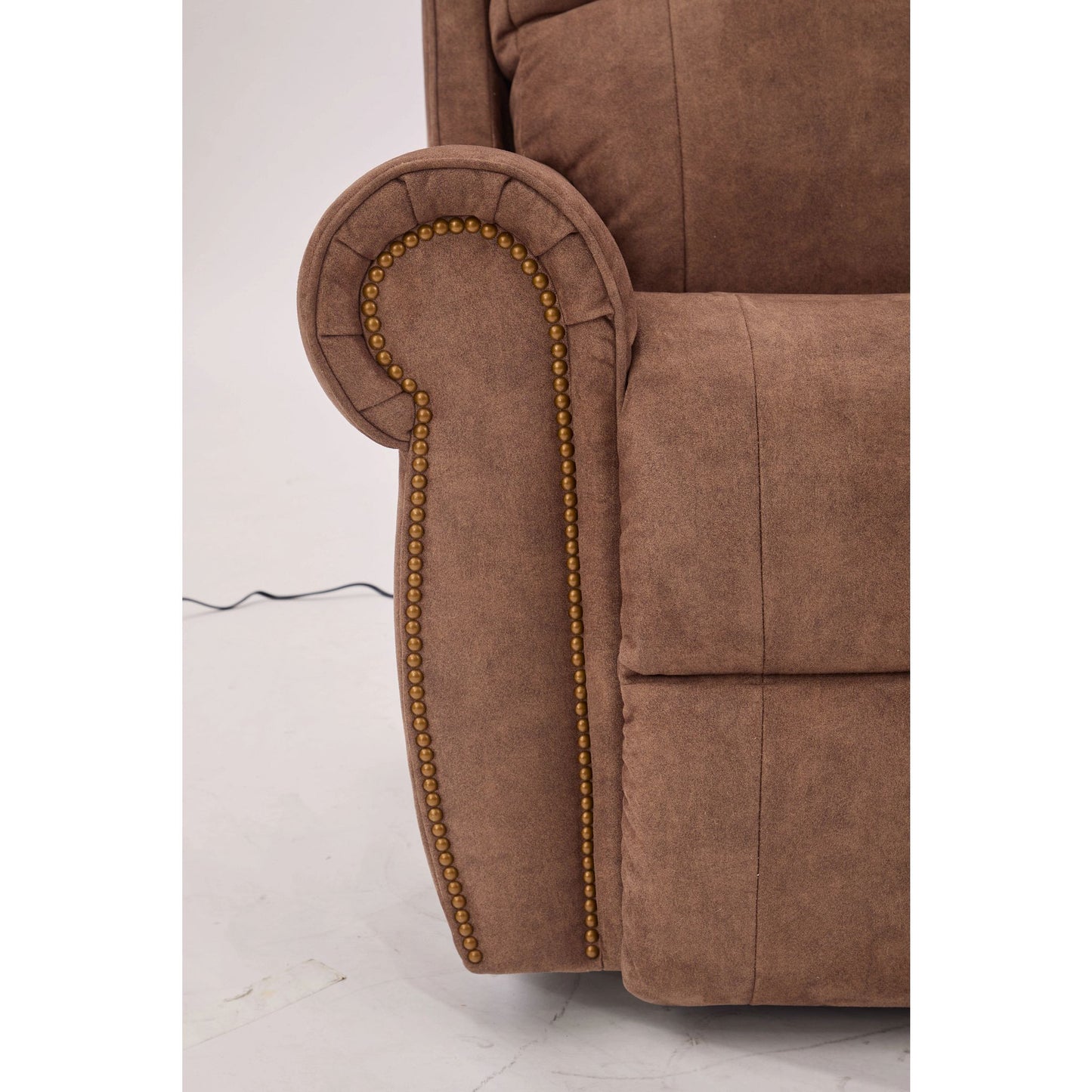 Dutton Faux Leather Reclining Loveseat — Winslow Pecan — view 24
