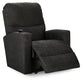Dark gray recliner chair on a white background