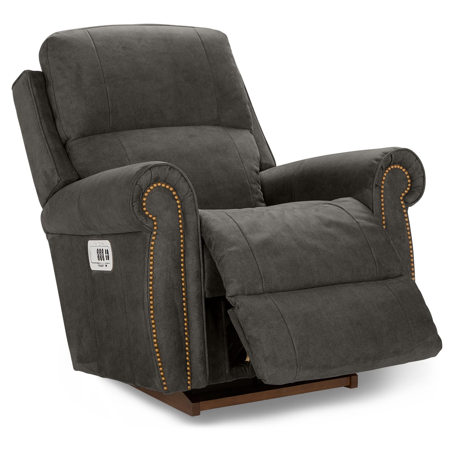 Dutton Faux Leather Recliner — Winslow Pecan — view 33