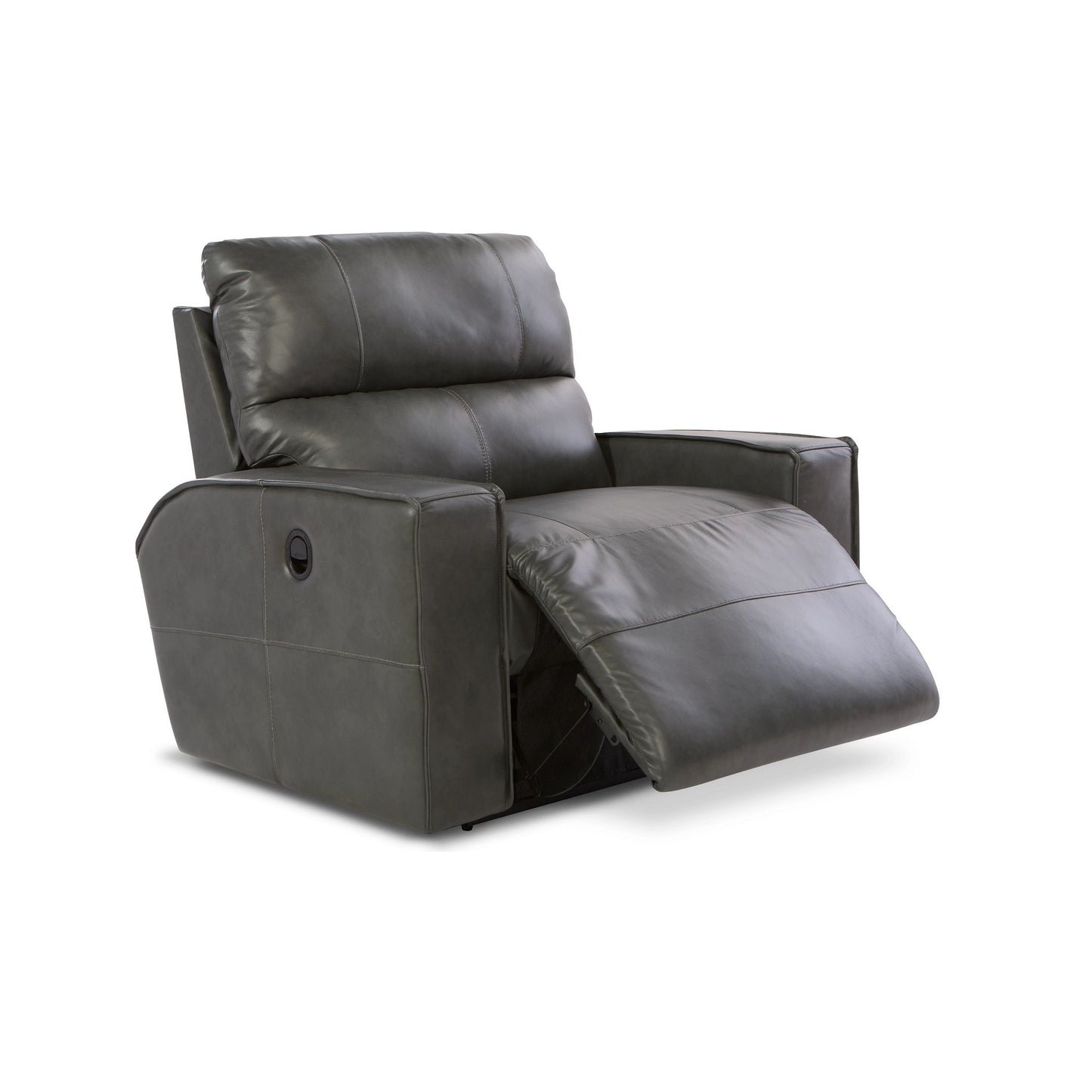 Maddox Leather Reclining Chair and a Half — Topflight Slate — view 5