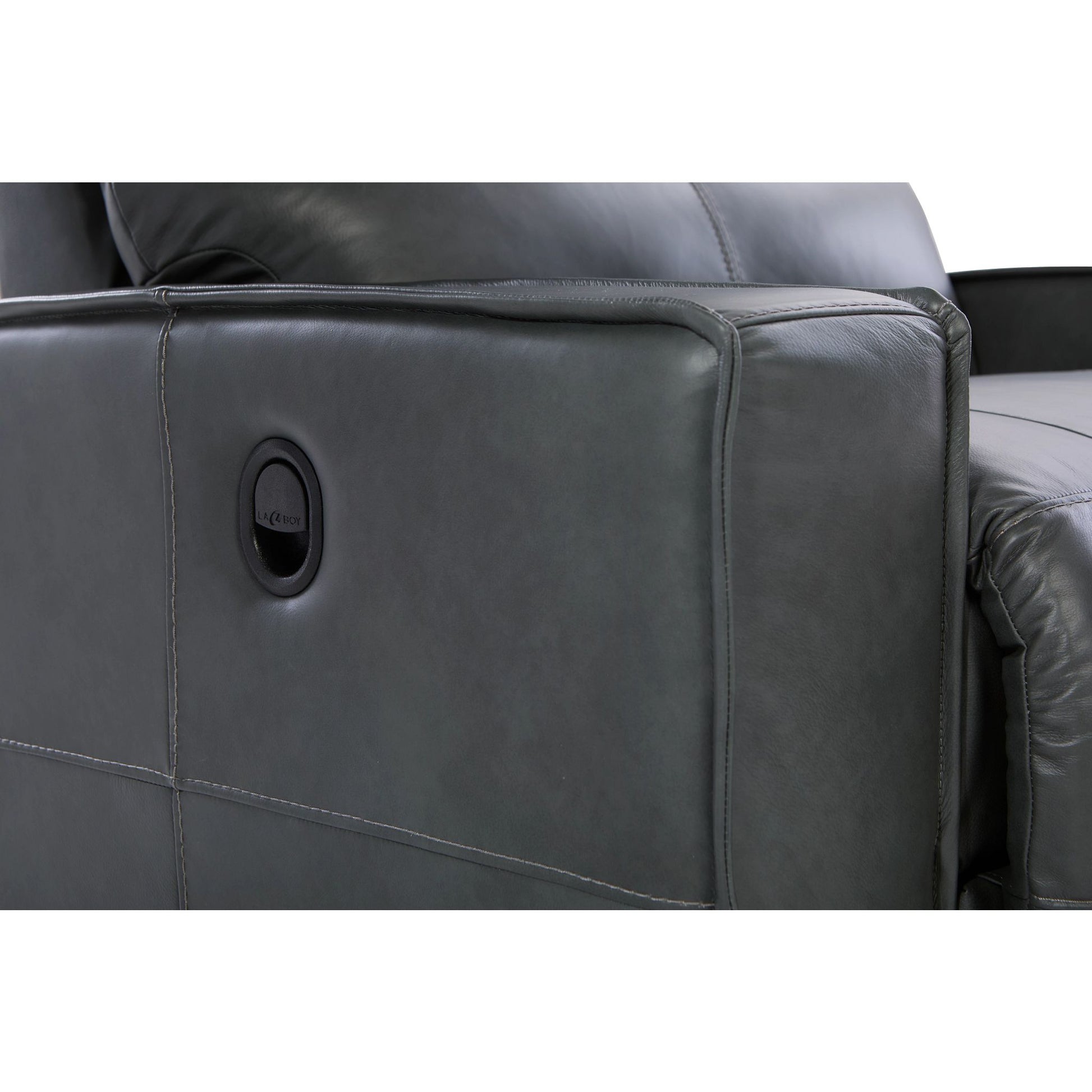Maddox Leather Reclining Chair and a Half — Topflight Slate — view 13
