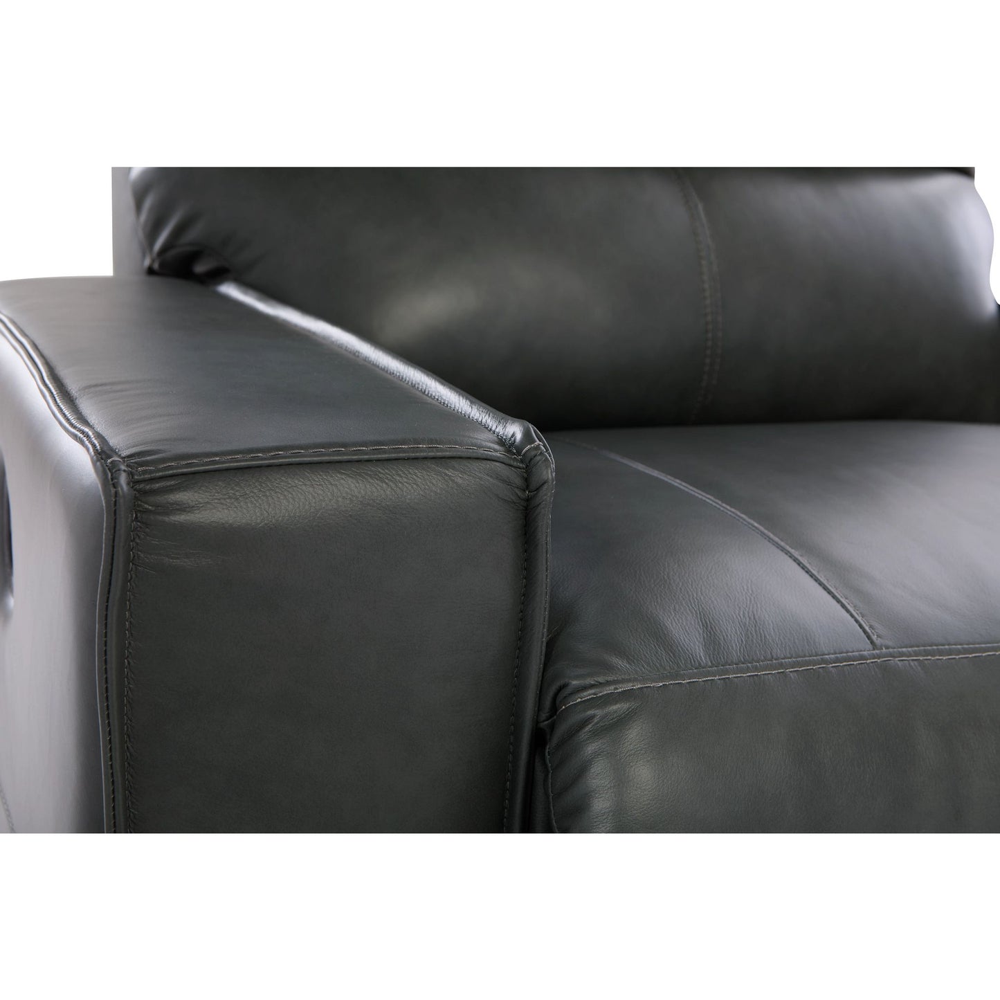 Maddox Leather Reclining Chair and a Half — Topflight Slate — view 14