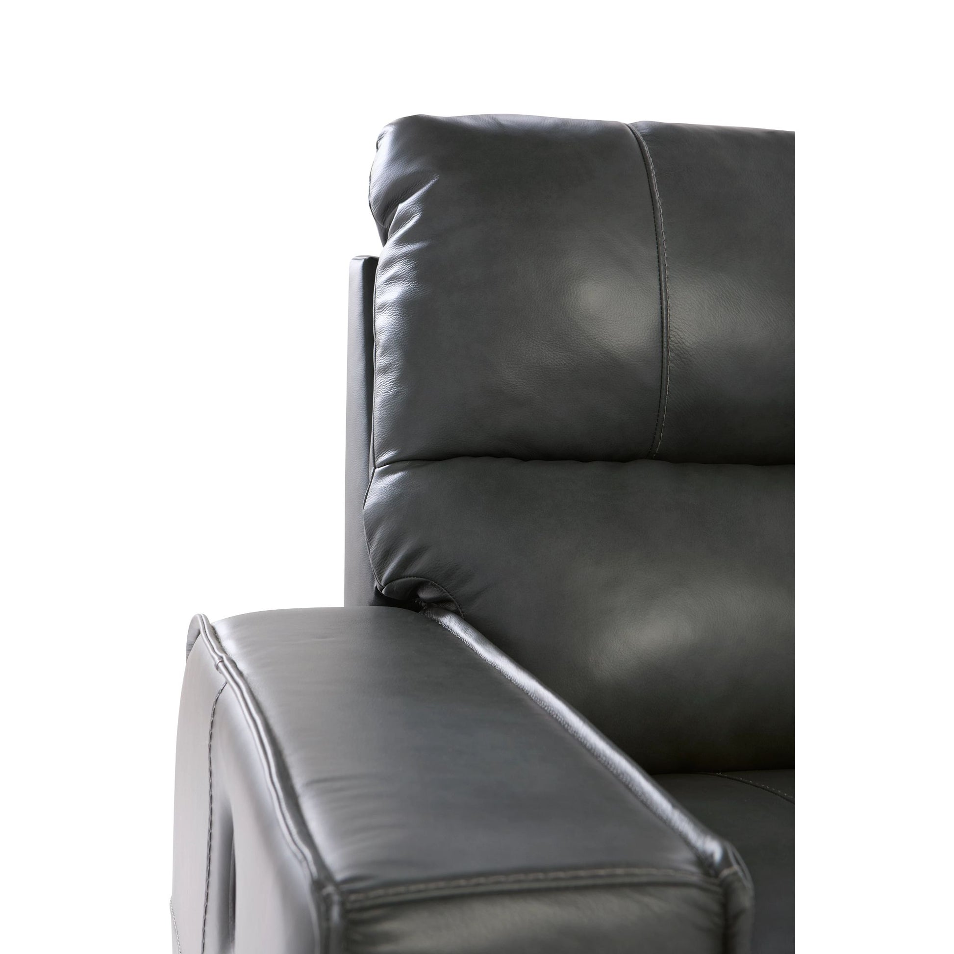 Maddox Leather Reclining Chair and a Half — Topflight Slate — view 11
