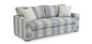 Striped sofa with white cushions on a white background