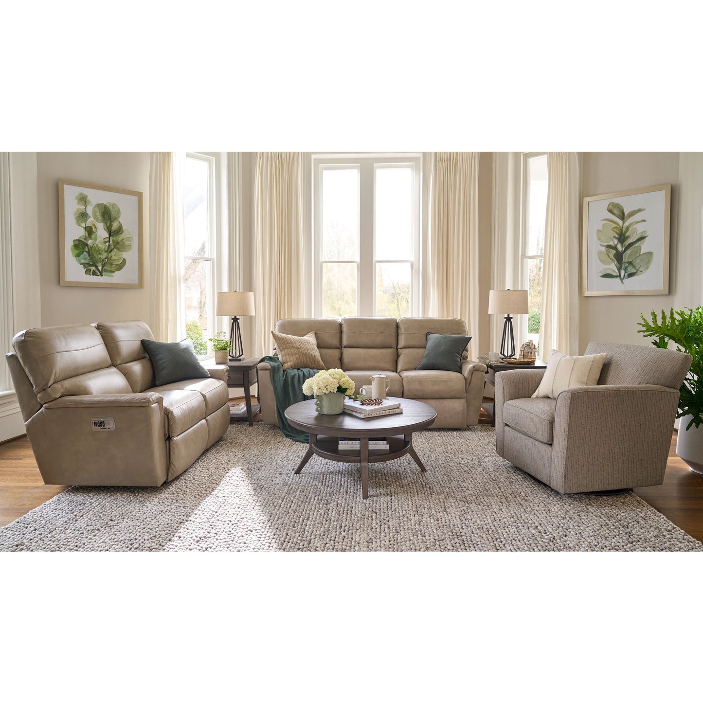 Ava Leather Reclining Sofa — Topflight Ivory — view 2