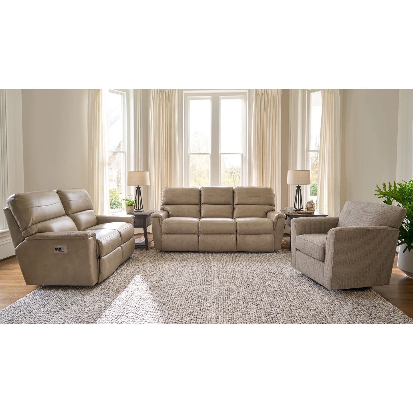 Ava Leather Reclining Sofa — Topflight Ivory — view 4