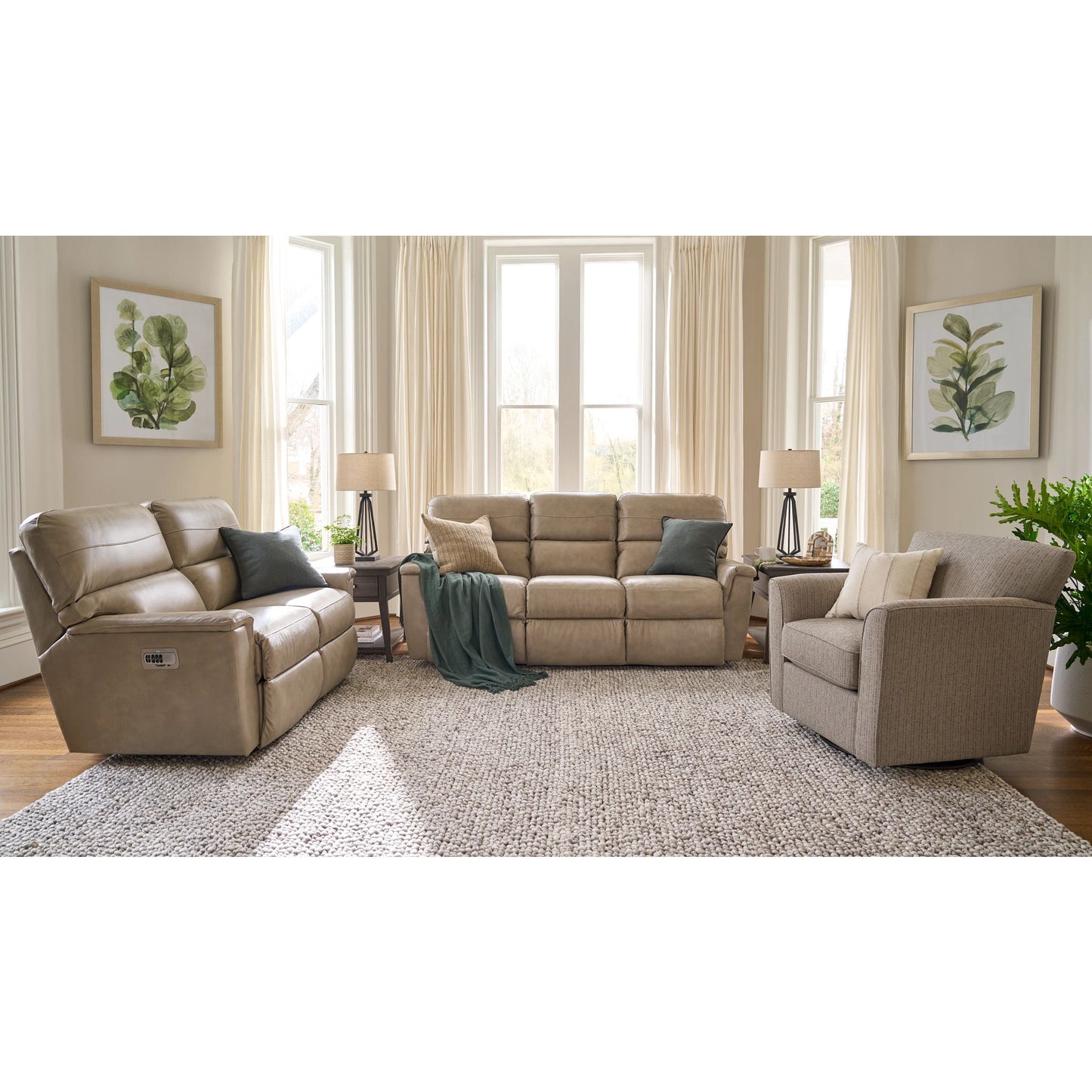 Ava Leather Reclining Sofa — Topflight Ivory — view 5