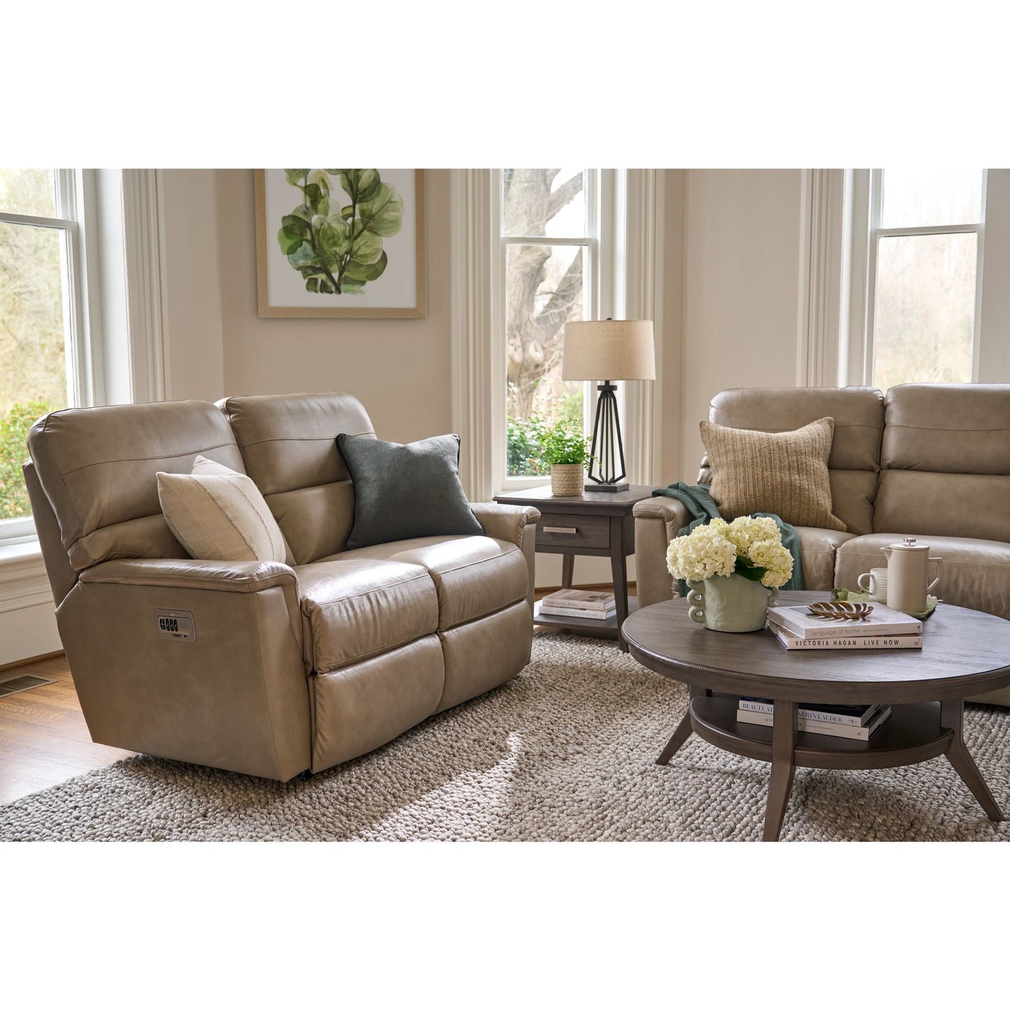 Ava Leather Reclining Sofa — Topflight Ivory — view 6