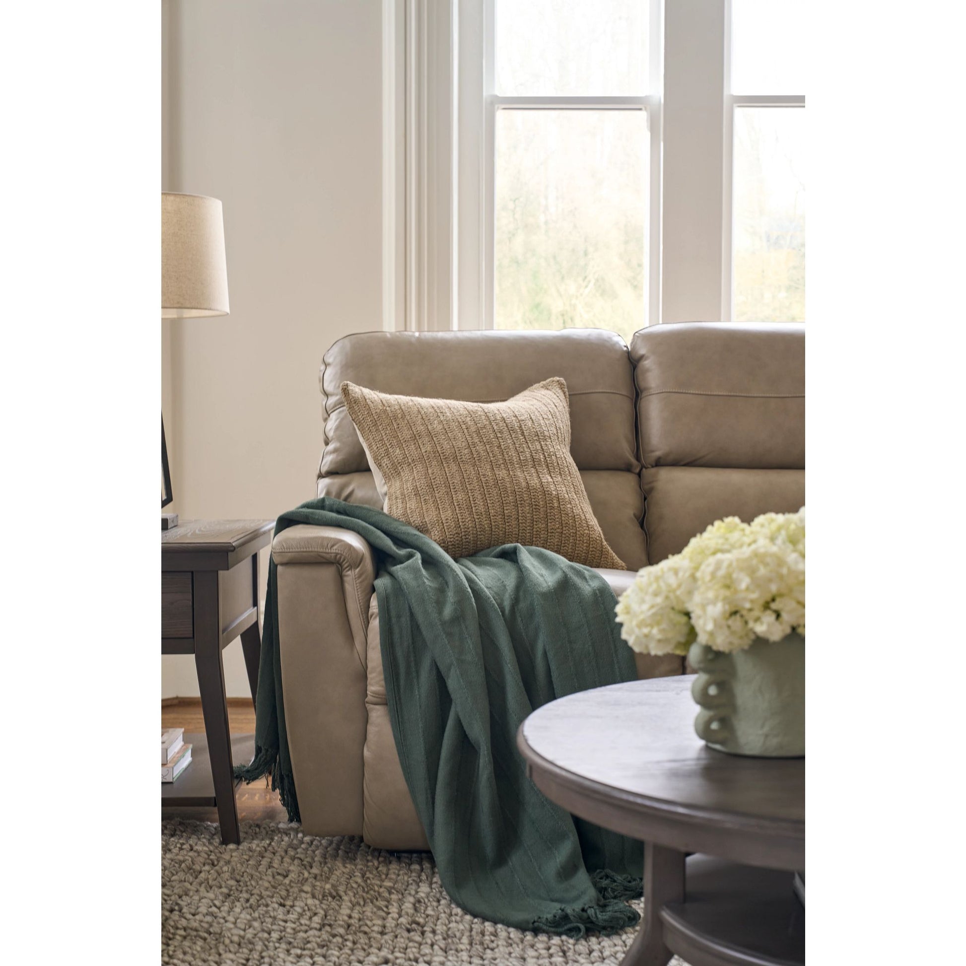 Ava Leather Reclining Sofa — Topflight Ivory — view 8