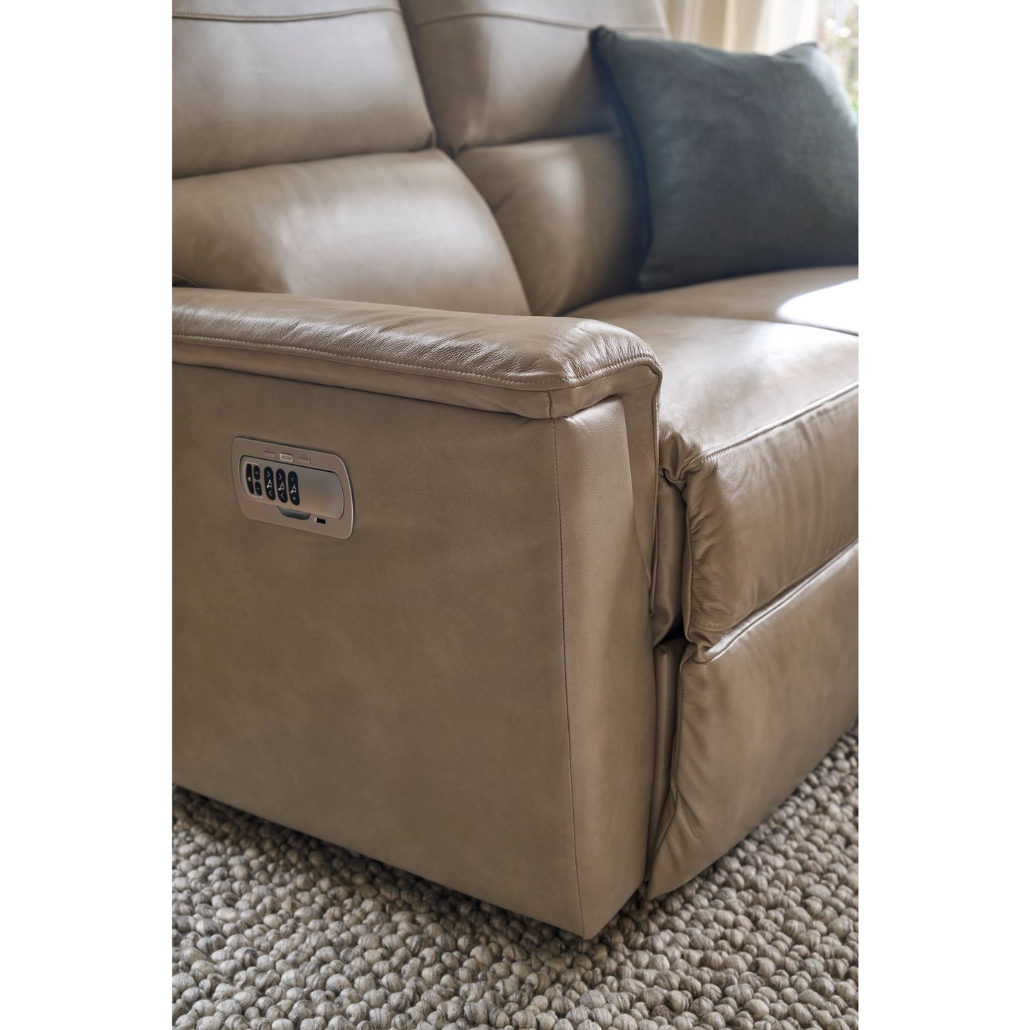 Ava Leather Reclining Sofa — Topflight Ivory — view 10