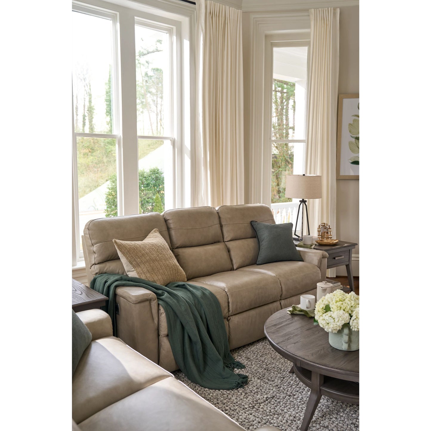 Ava Leather Reclining Sofa — Topflight Ivory — view 15