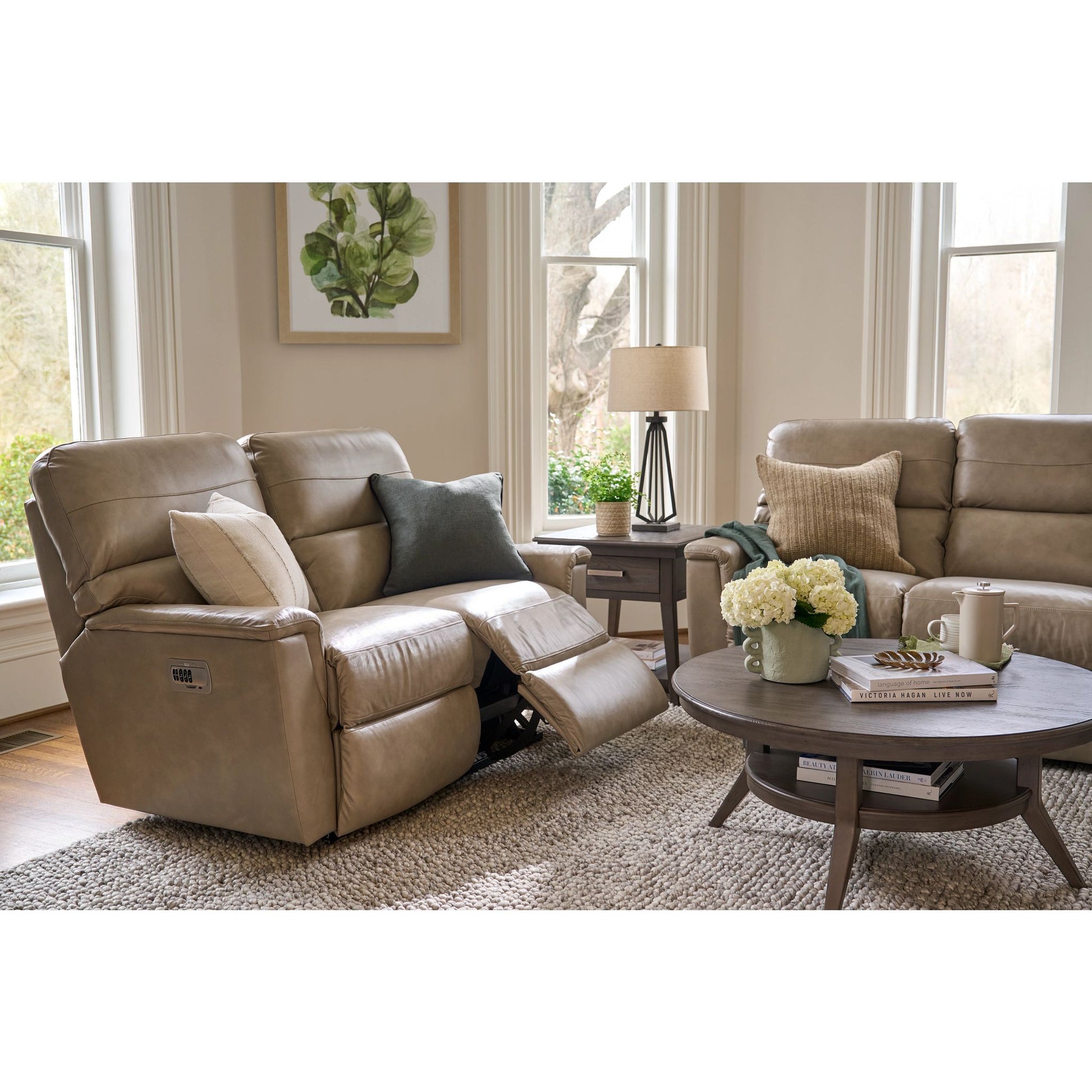 Ava Leather Reclining Sofa — Topflight Ivory — view 16