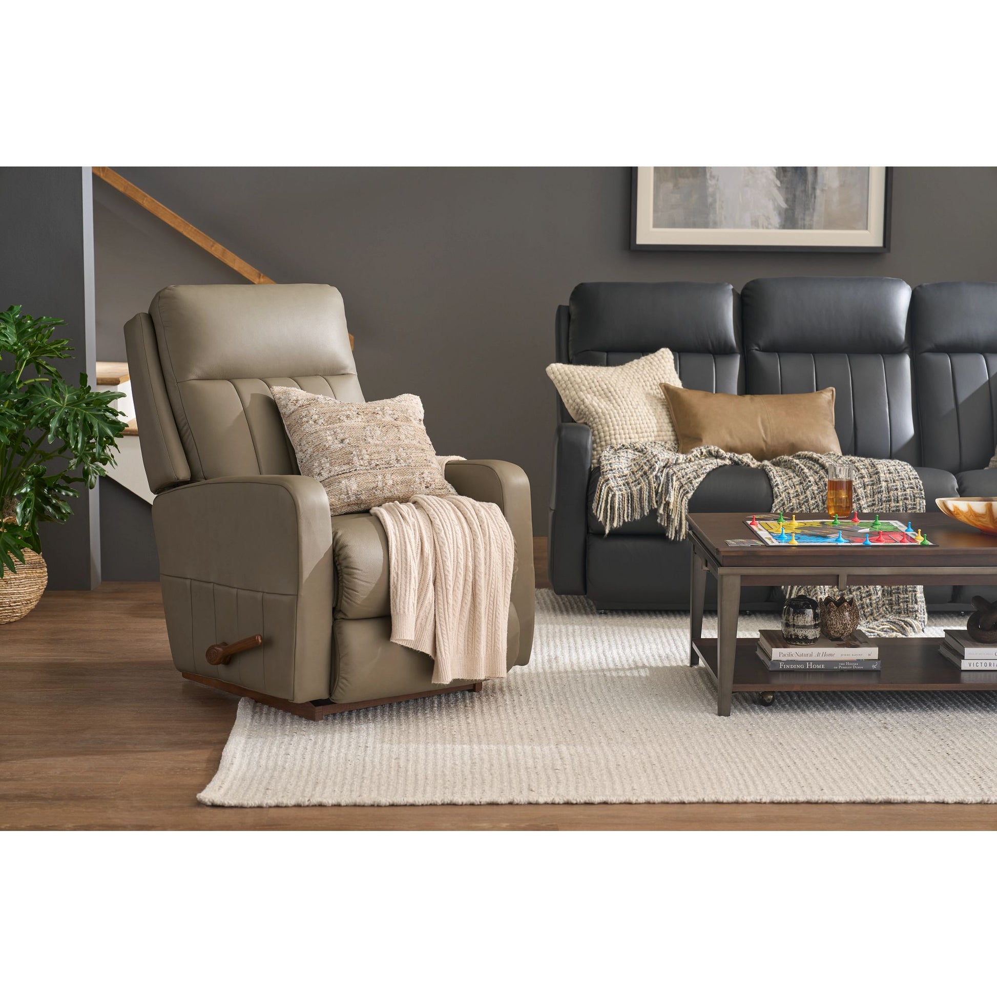 Finley Leather Recliner — Gambit Stone — view 20