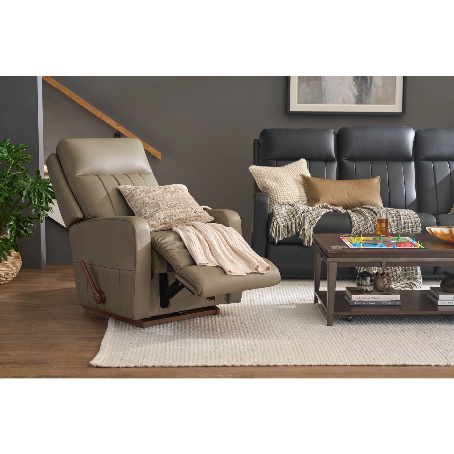 Finley Leather Recliner — Gambit Stone — view 21